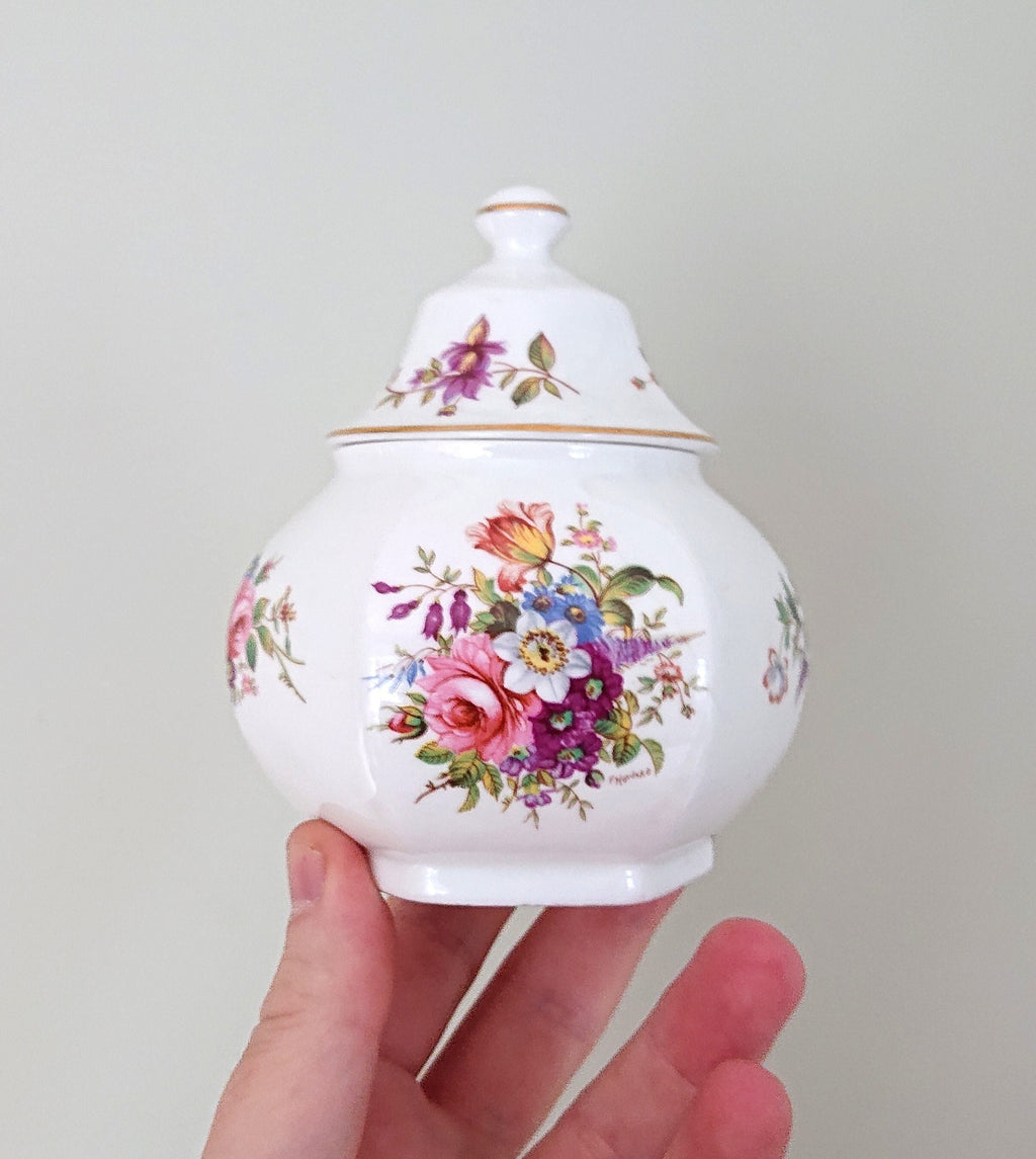 Aynsley Small Spice Jar with Lid Howard Sprays Fine Bone China Porcelain Made in England Howard Sprays Pattern Collectable Vintage