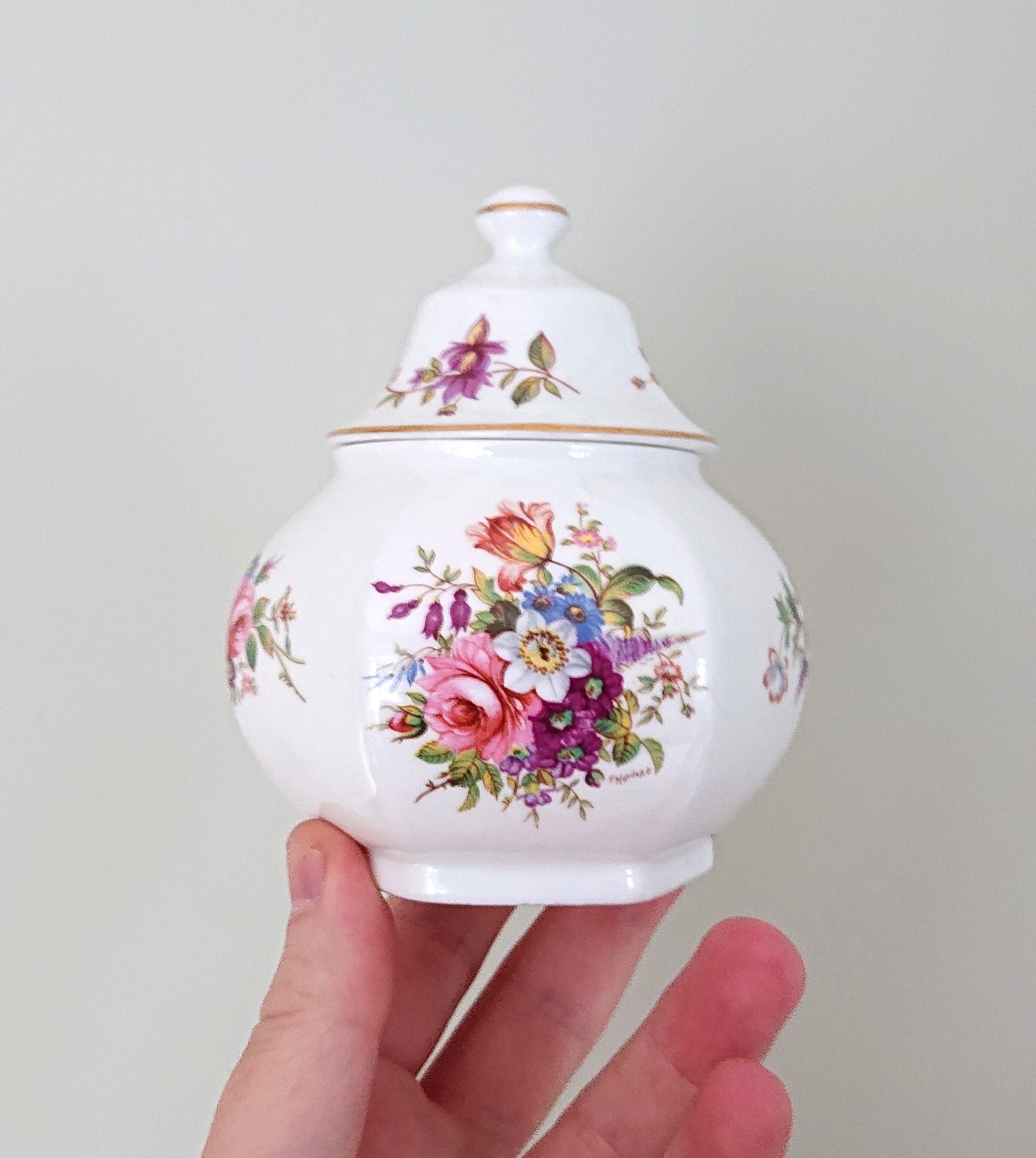 Aynsley Small Spice Jar with Lid Howard Sprays Fine Bone China Porcelain Made in England Howard Sprays Pattern Collectable Vintage