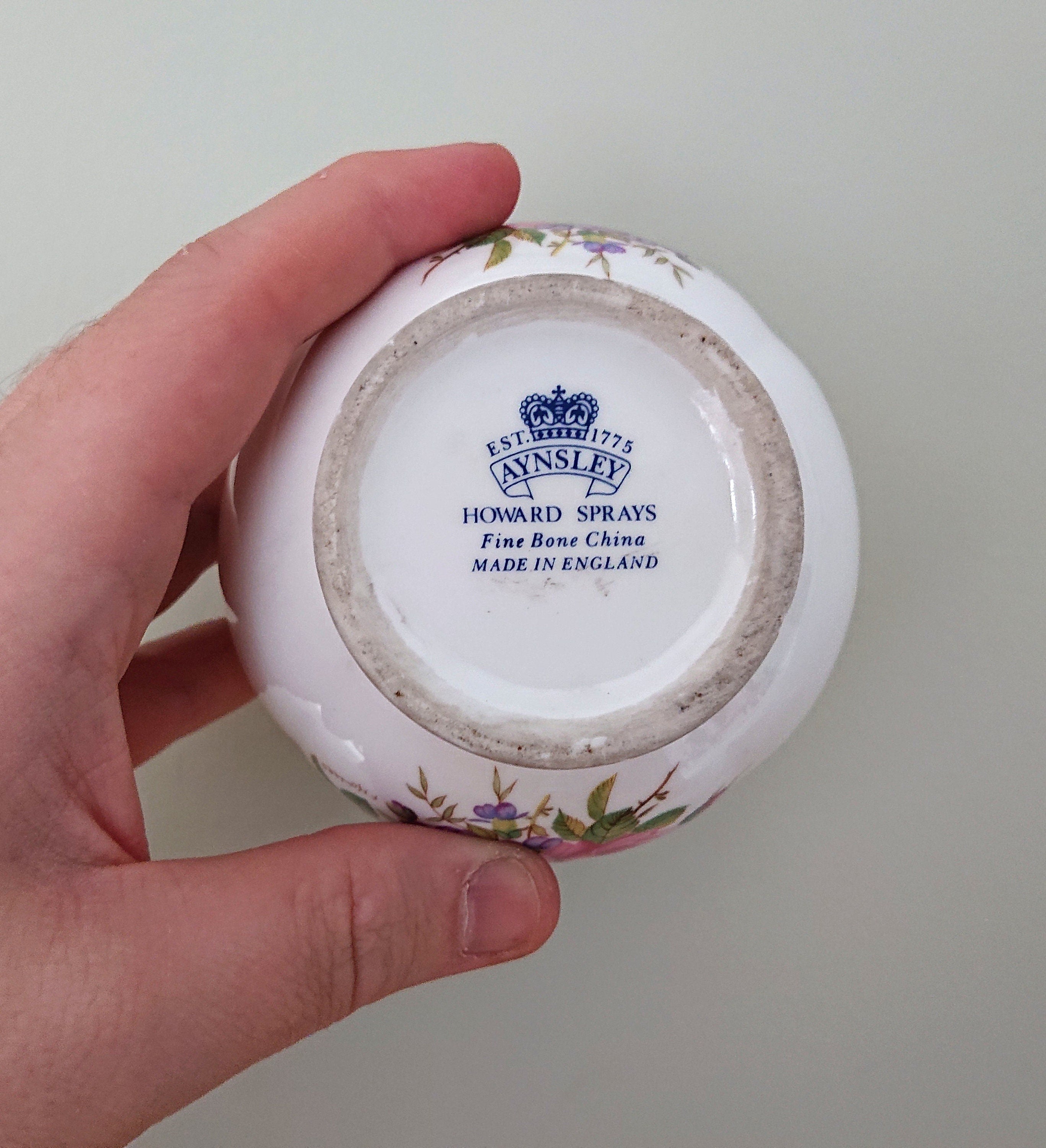 Aynsley Small Spice Jar with Lid Howard Sprays Fine Bone China Porcelain Made in England Howard Sprays Pattern Collectable Vintage