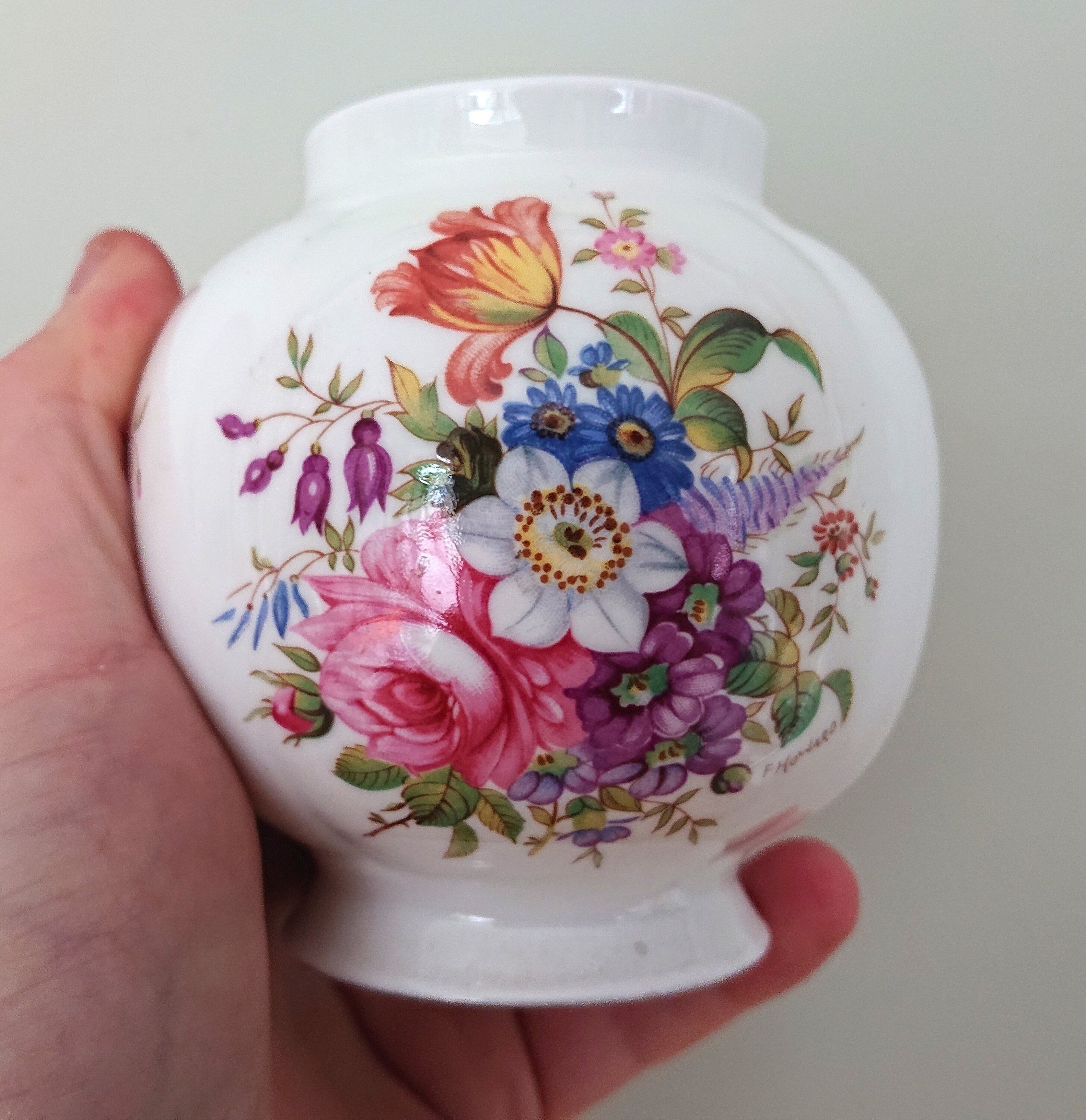 Aynsley Small Spice Jar with Lid Howard Sprays Fine Bone China Porcelain Made in England Howard Sprays Pattern Collectable Vintage