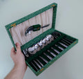 Boxed Antique Silver Plated Cake Folks and Spoons Cutlery Desert Set