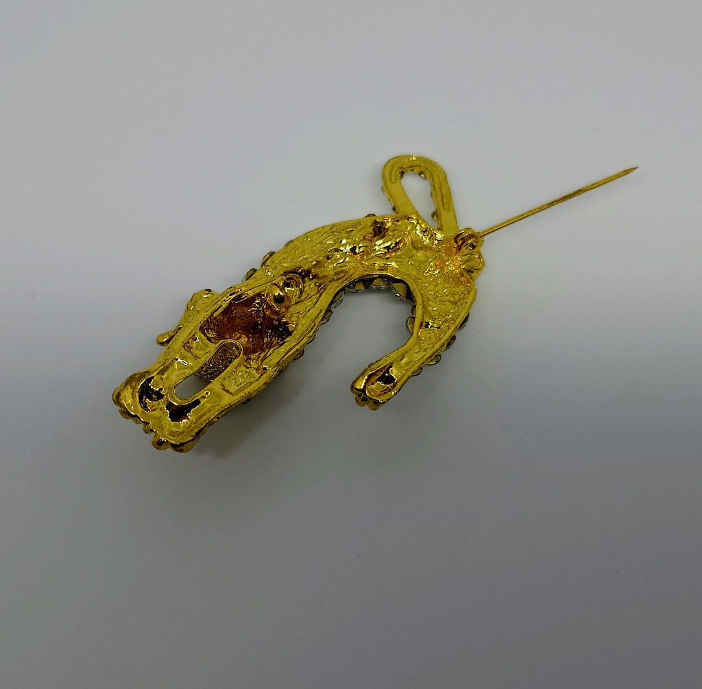Vintage Cat Brooch Diamonte Rhinestone Cat Pin Halloween Costume Jewellery Jewelry Boxed GoldCrystal Jet Black Stone Gold Tone Pin
