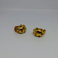 Vintage Gold Clip On Earrings Diamond Rhinestone Costume Jewellery Jewelry Diamante Green and Red Rhinestone Clip On's