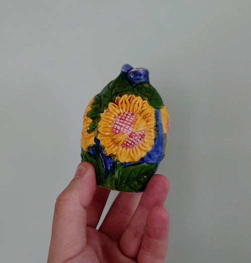 Floral Cruets Novelty Sunflower Ceramic Salt and Pepper Shakers Decorative Kitsch Kitchenware Yellow Sunflower Green