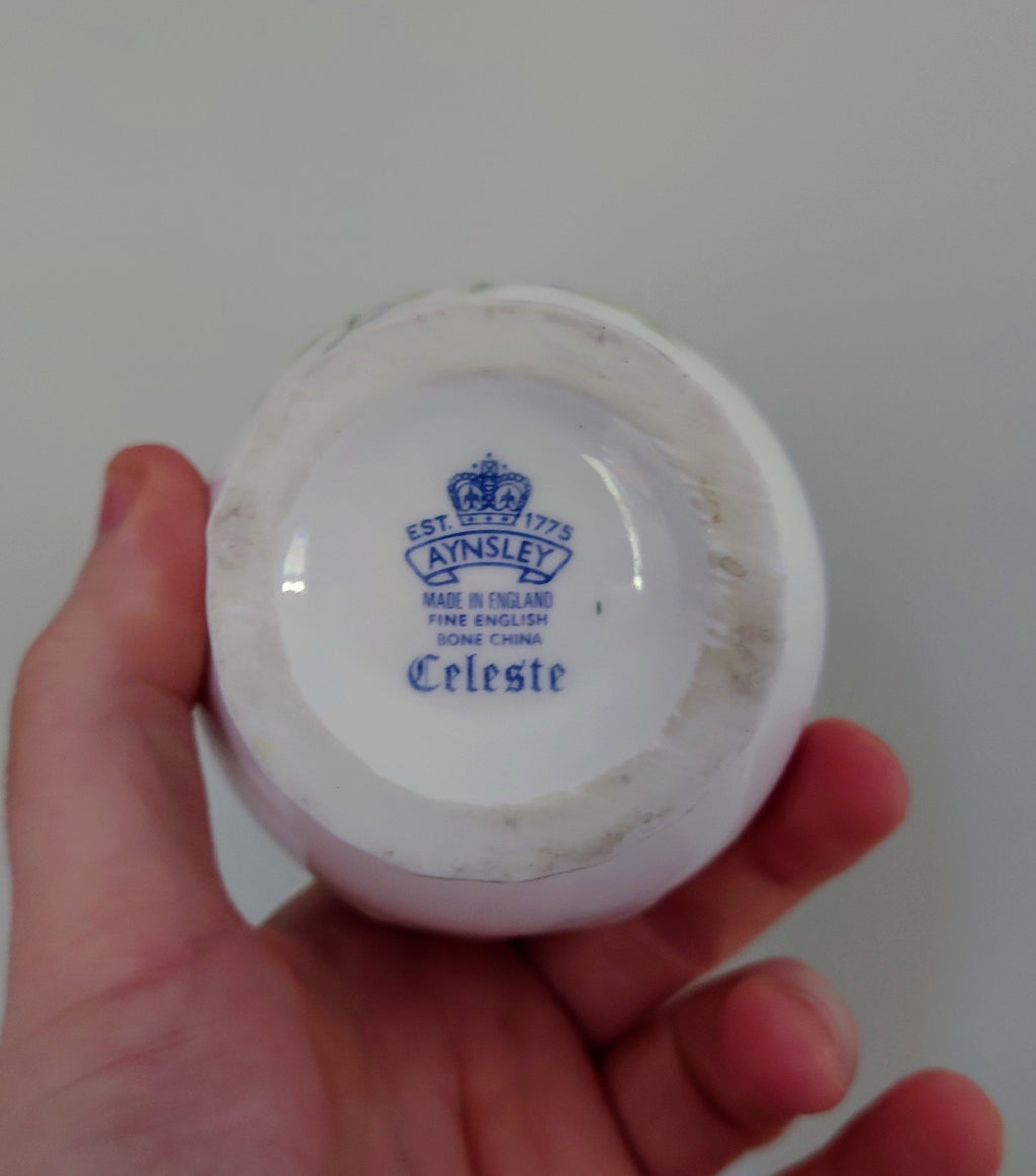 Vintage Aynsley Bud Vase Celeste Pattern Porcelain Made in England Collectable Vintage