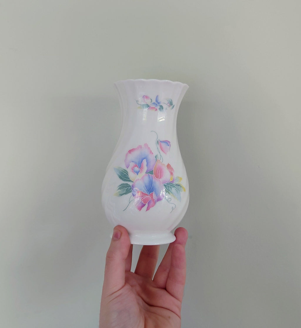 Little Sweetheart Aynsley Cascade Vase Vase Porcelain Made in England Little Sweetheart Pattern Collectable Vintage