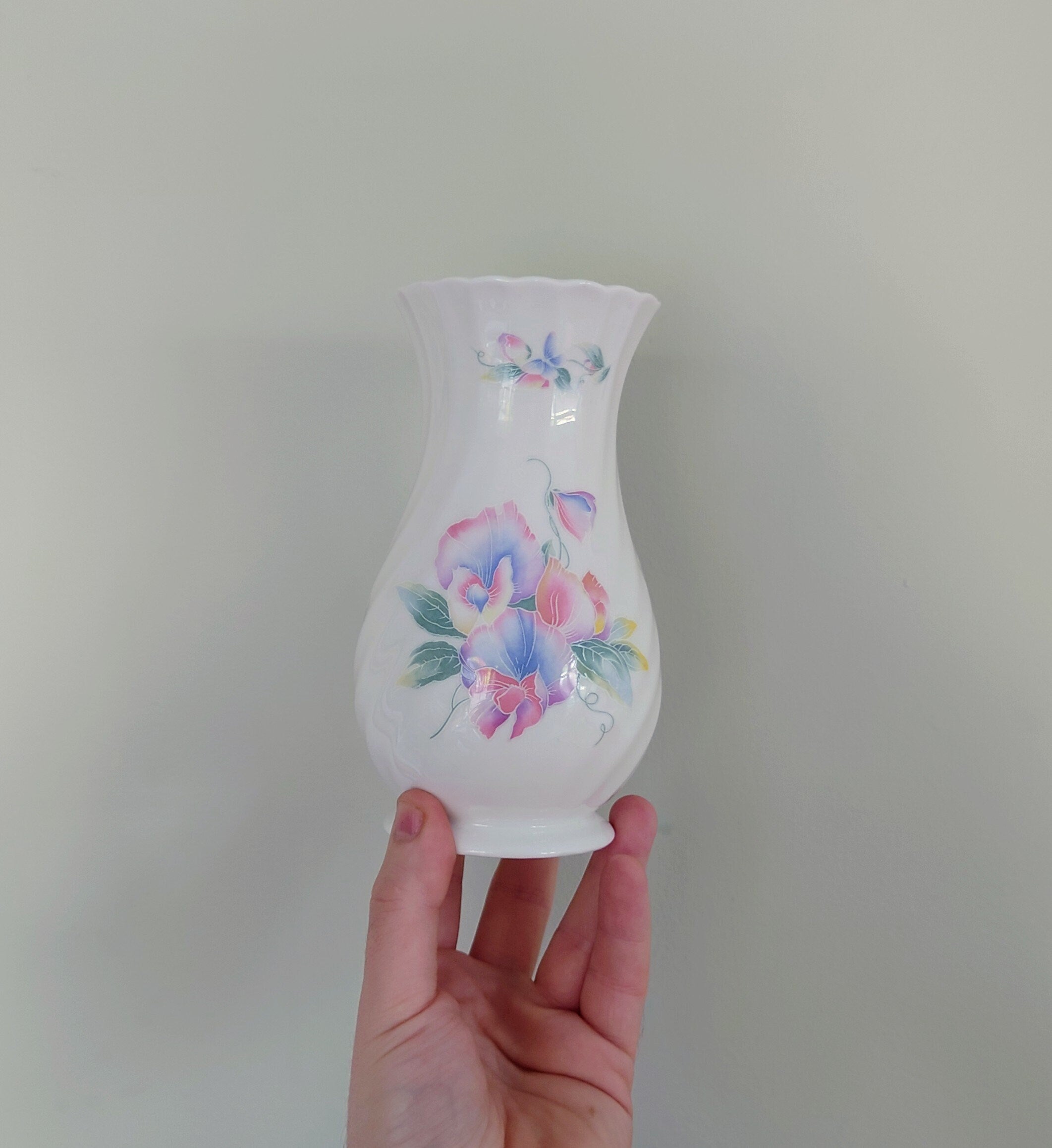 Little Sweetheart Aynsley Cascade Vase Vase Porcelain Made in England Little Sweetheart Pattern Collectable Vintage