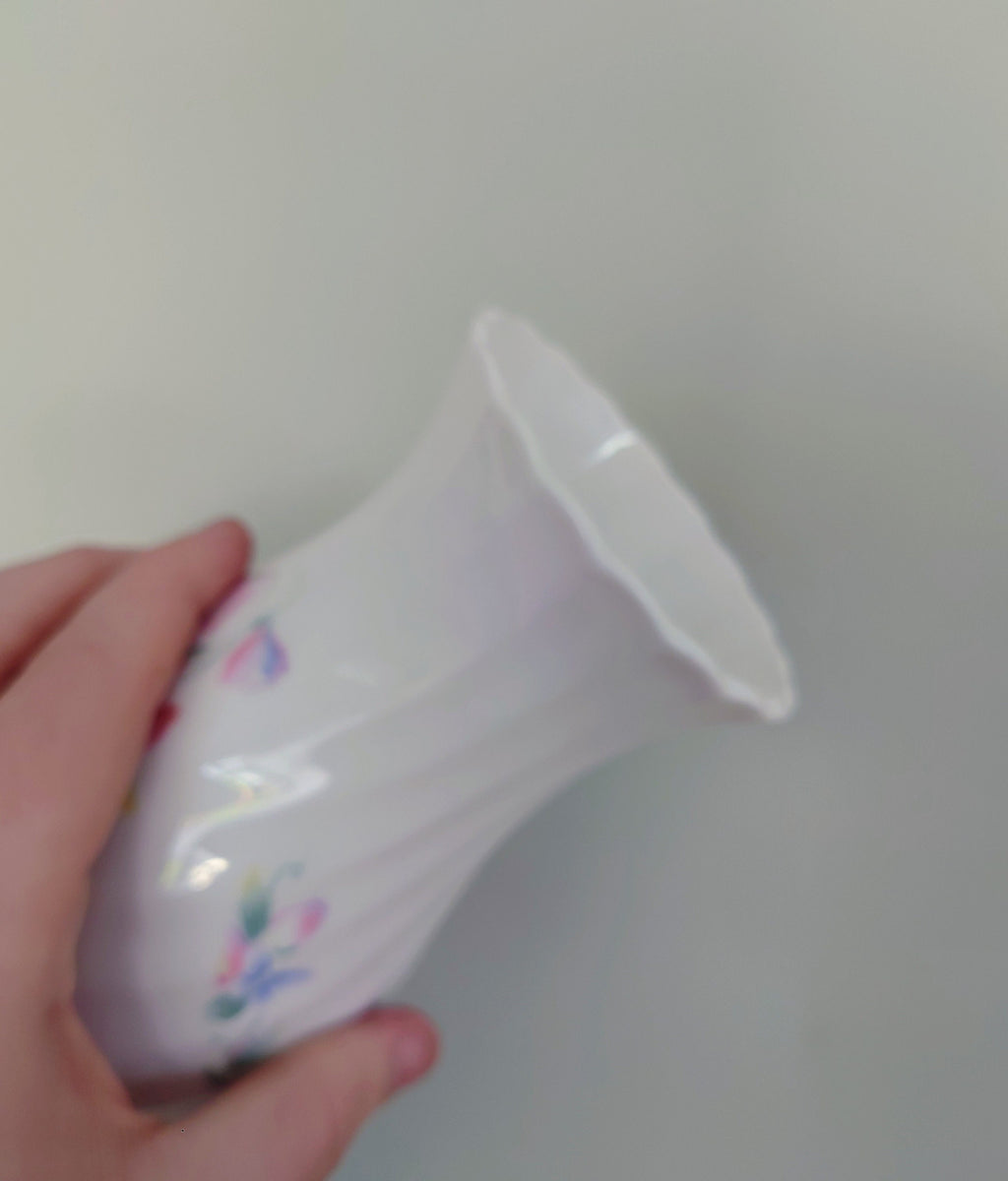 Little Sweetheart Aynsley Cascade Vase Vase Porcelain Made in England Little Sweetheart Pattern Collectable Vintage