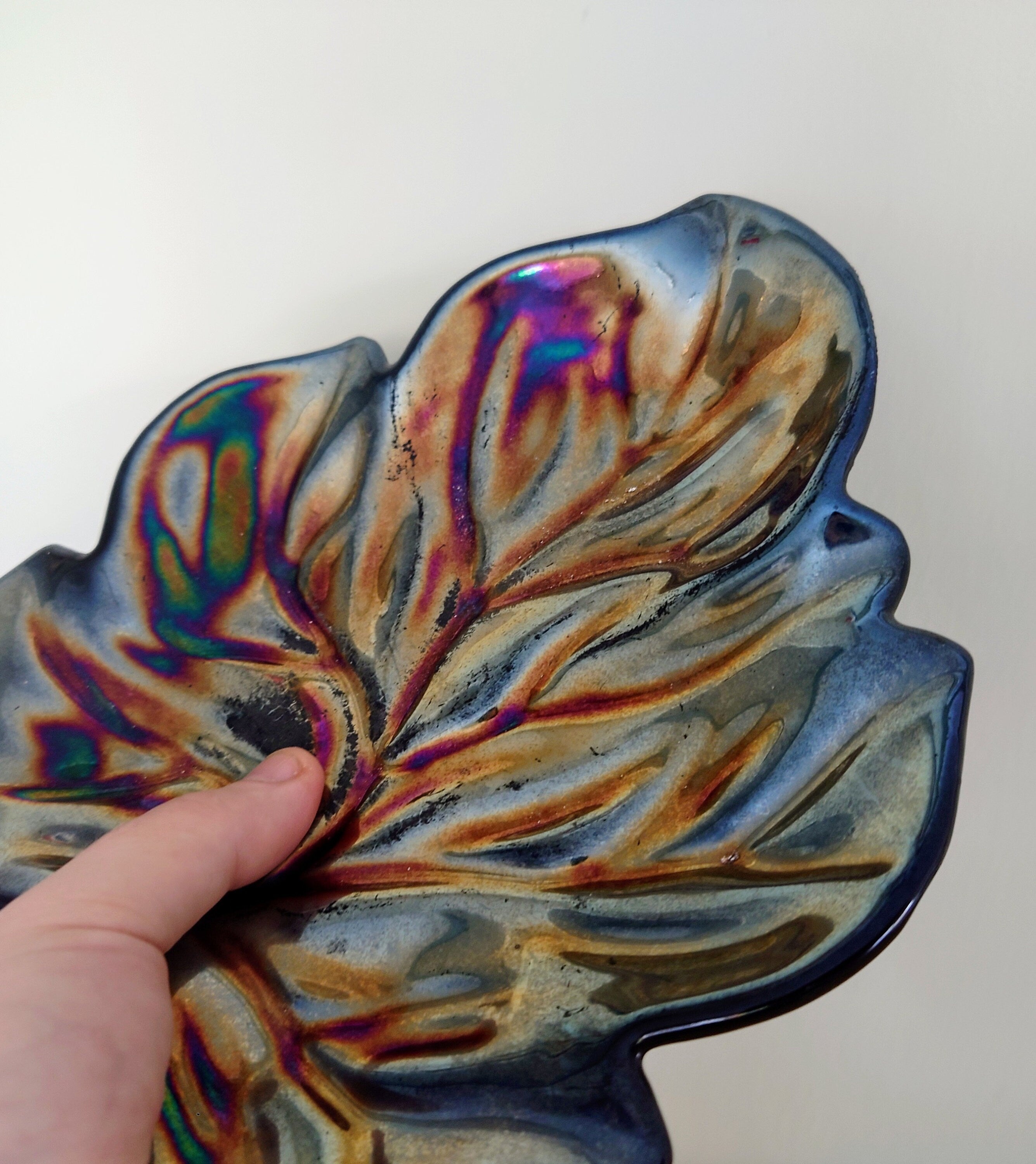 Vintage Leaf Dish Metal Maple Leaf with Lustre effect Cast Iron Key Dish Decorative Ornamental Leaf Décor Homeware VERY HEAVY