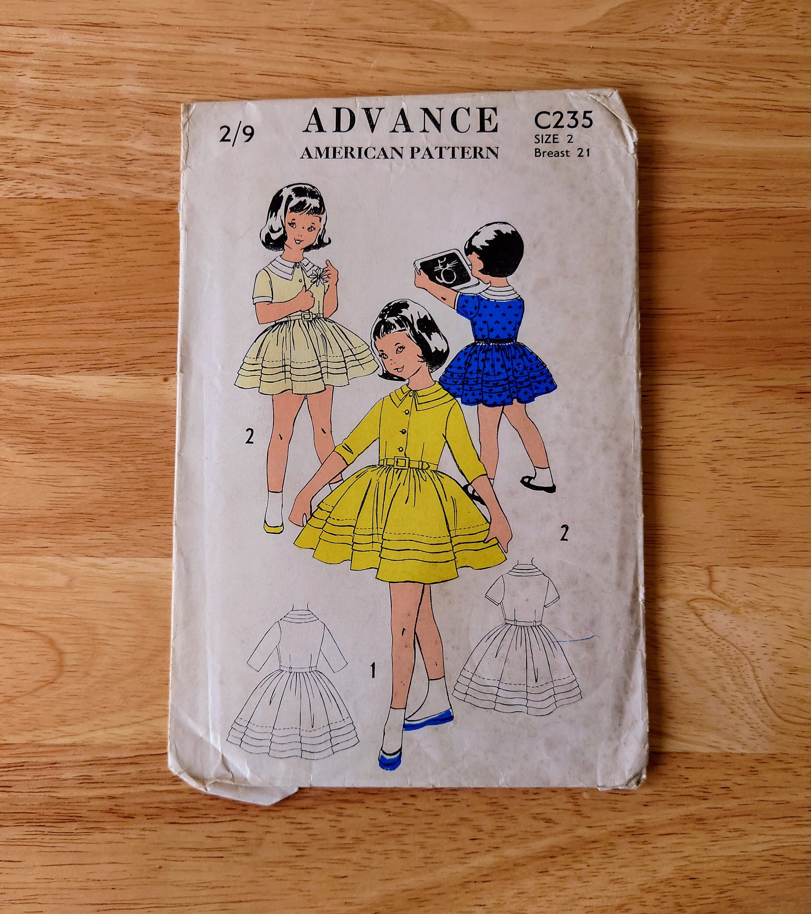 Vintage Children Dress Sewing Pattern Size 2/9 Original Woman's Clothes Patterns  Mid Century  Sewing Pattern Knitting Design Pattern Print