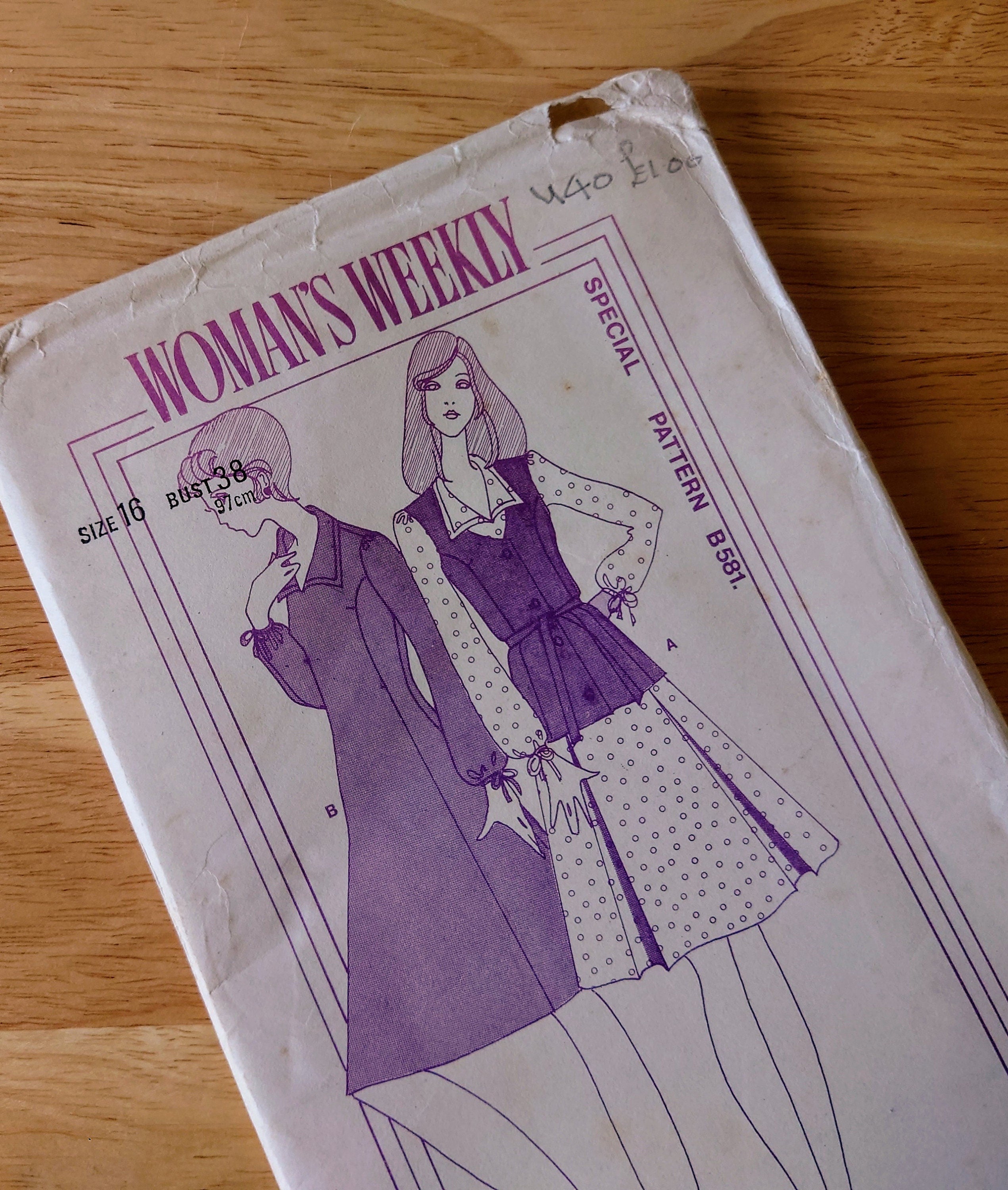 Vintage Dress Sewing Pattern Size 16 - 1960's Original Woman's Clothes Patterns  Mid Century  Sewing Pattern Knitting Design Pattern Print