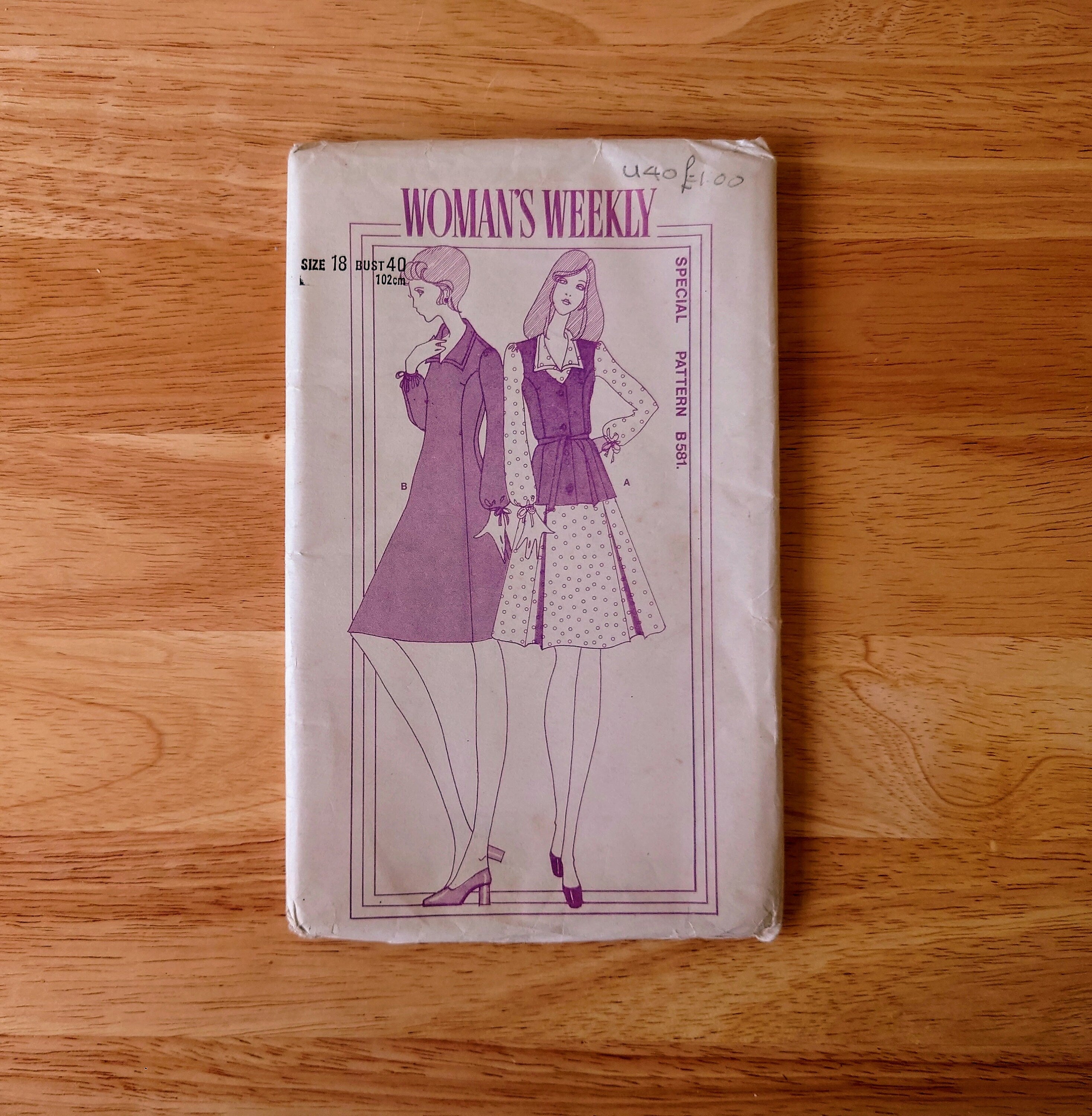 Vintage Dress Sewing Pattern Size 18 - 1960's Original Woman's Clothes Patterns  Mid Century  Sewing Pattern Knitting Design Pattern Print