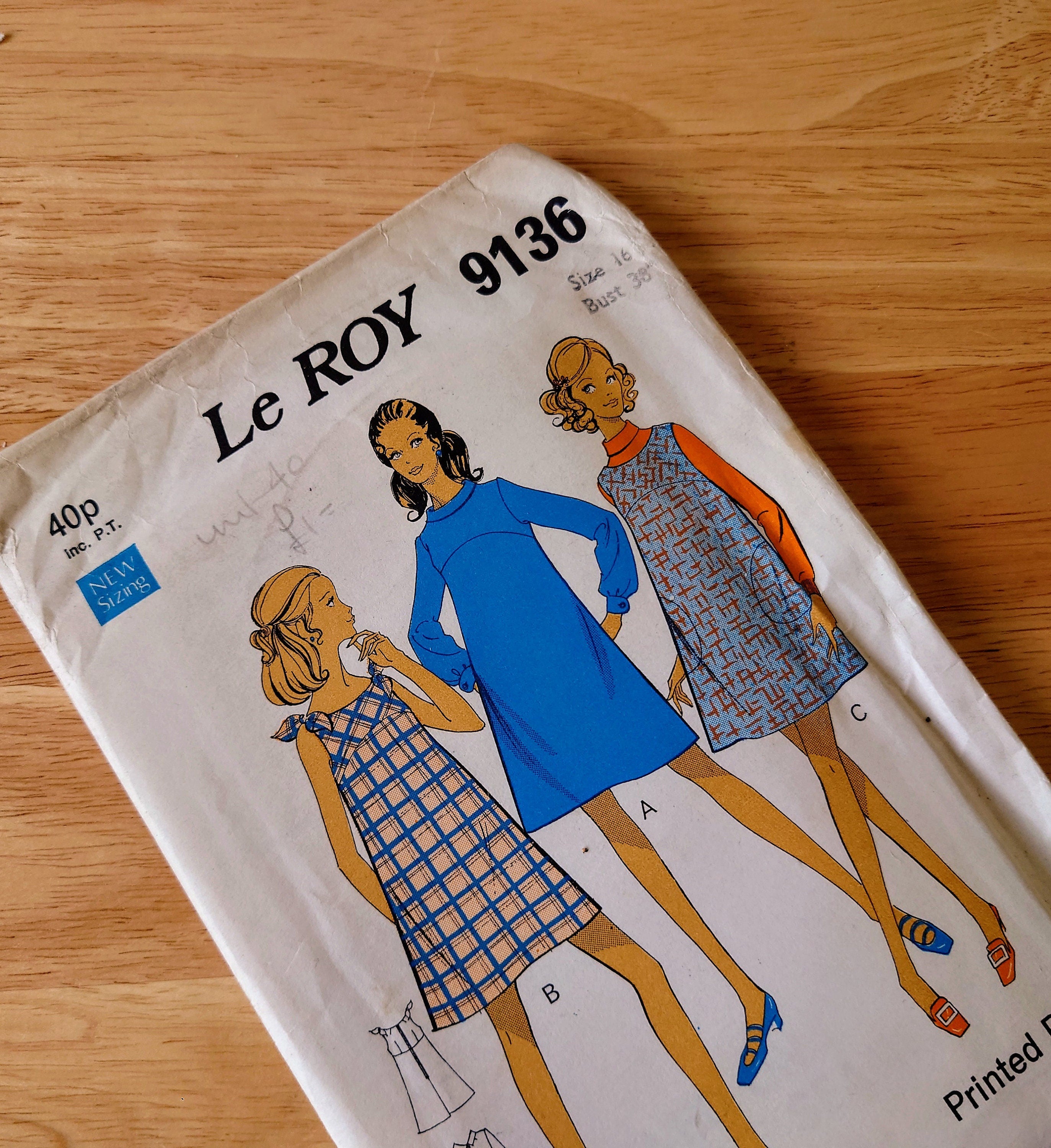 Vintage Dress Sewing Pattern Size 16 - 1960's Original Woman's Clothes Patterns  Mid Century  Sewing Pattern Knitting Design Pattern Print