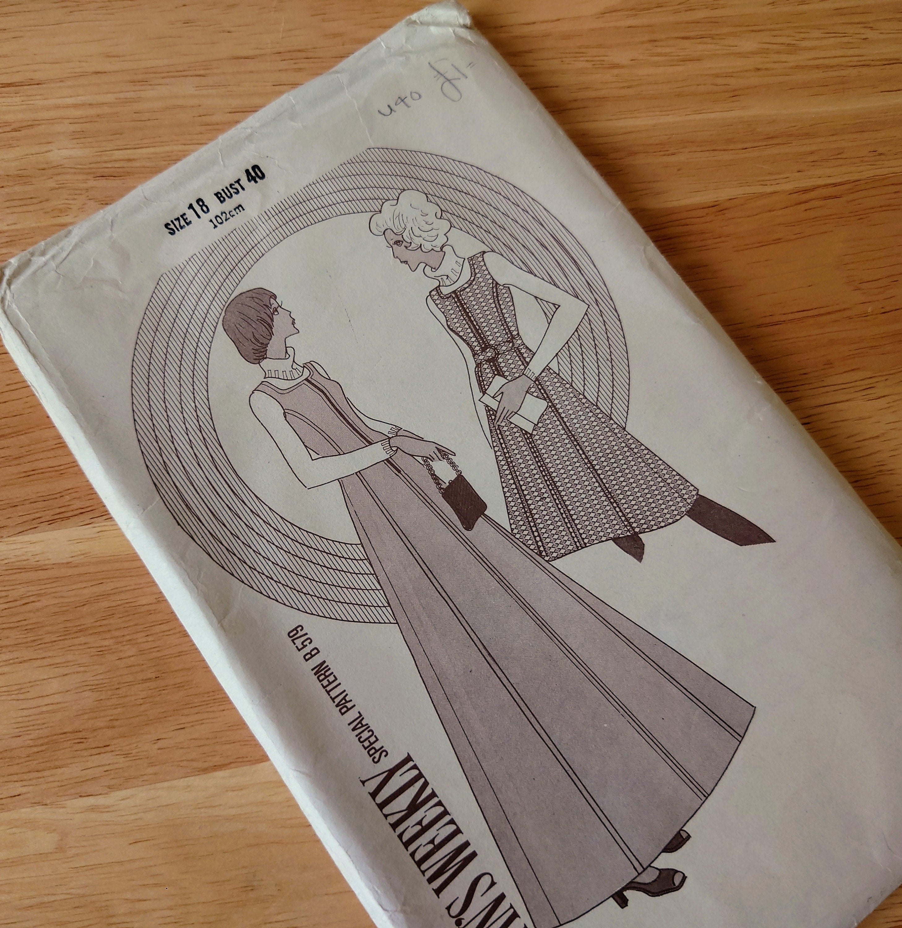 Vintage Dress Sewing Pattern Size 18- 1960's Original Woman's Clothes Patterns  Mid Century  Sewing Pattern Knitting Design Pattern Print