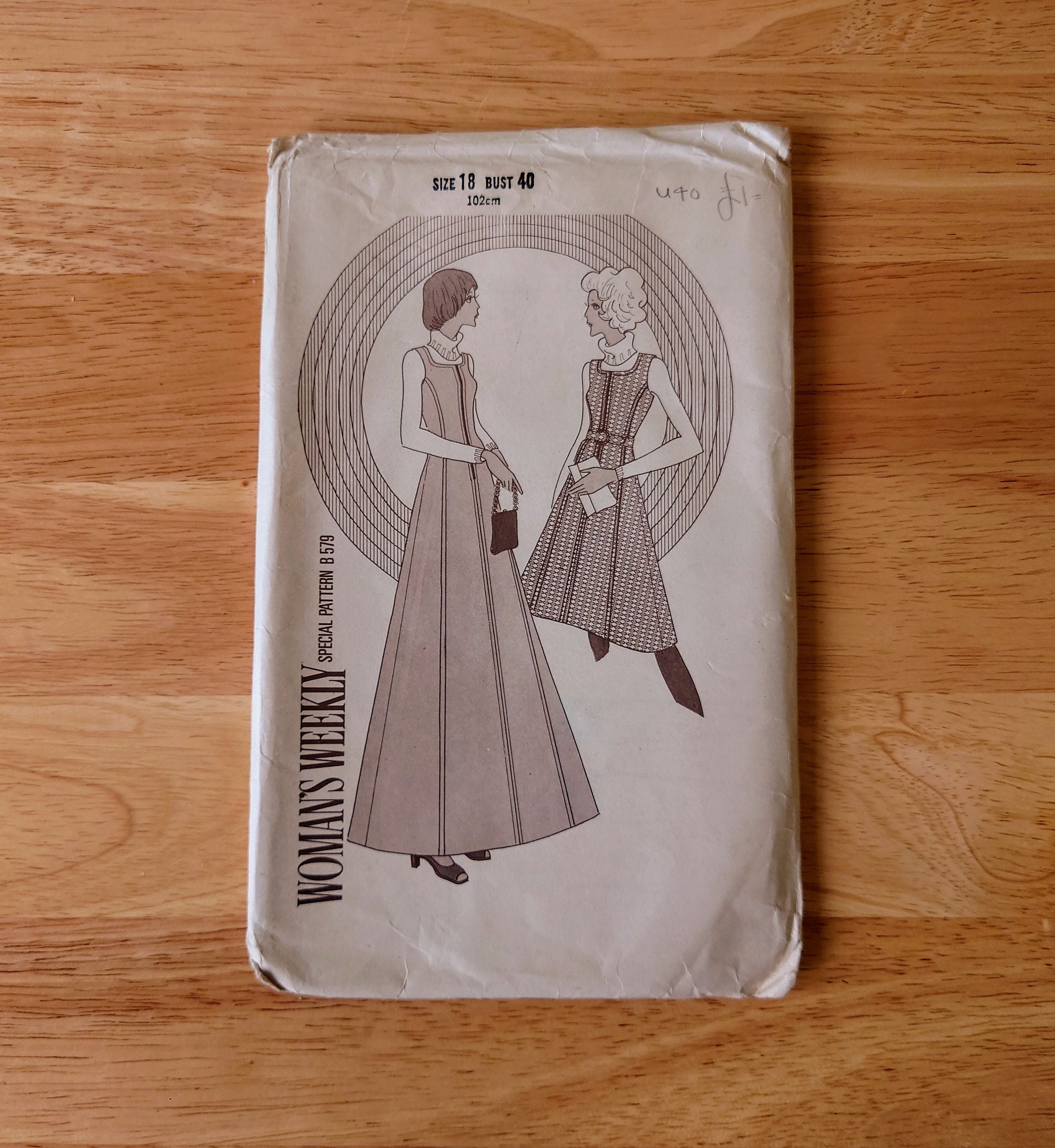 Vintage Dress Sewing Pattern Size 18- 1960's Original Woman's Clothes Patterns  Mid Century  Sewing Pattern Knitting Design Pattern Print