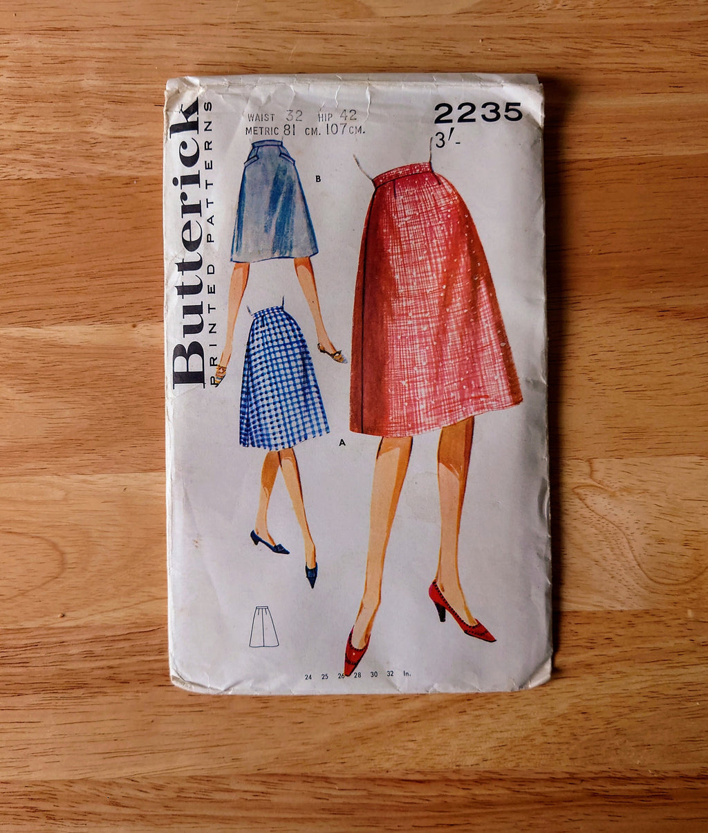 Vintage Skirt Sewing Pattern 1960's Original Woman's Clothes Patterns  Mid Century  Sewing Pattern Knitting Design Pattern Print