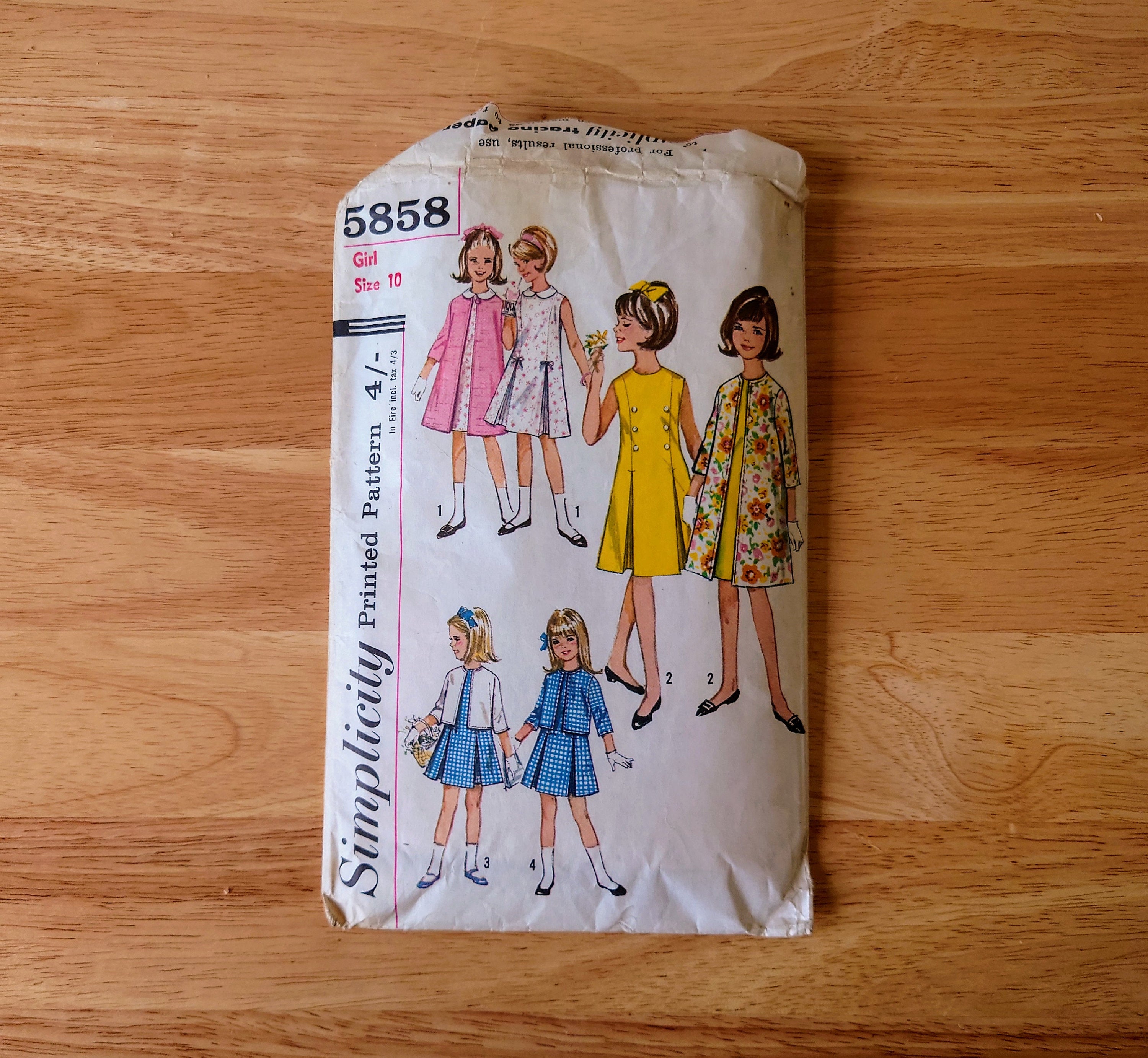 Vintage Children Dress Sewing Pattern Size 10 Original Woman's Clothes Patterns  Mid Century  Sewing Pattern Knitting Design Pattern Print