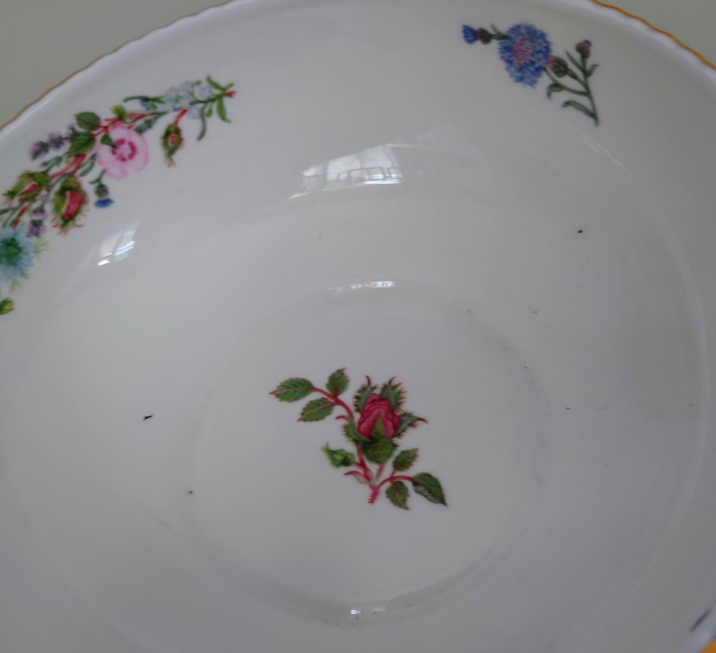 Aynsley Wild Tudor Salad Serving Bowl 9'' Dish Fine Bone China Porcelain Made in England Wild Tudor Pattern Collectable Vintage