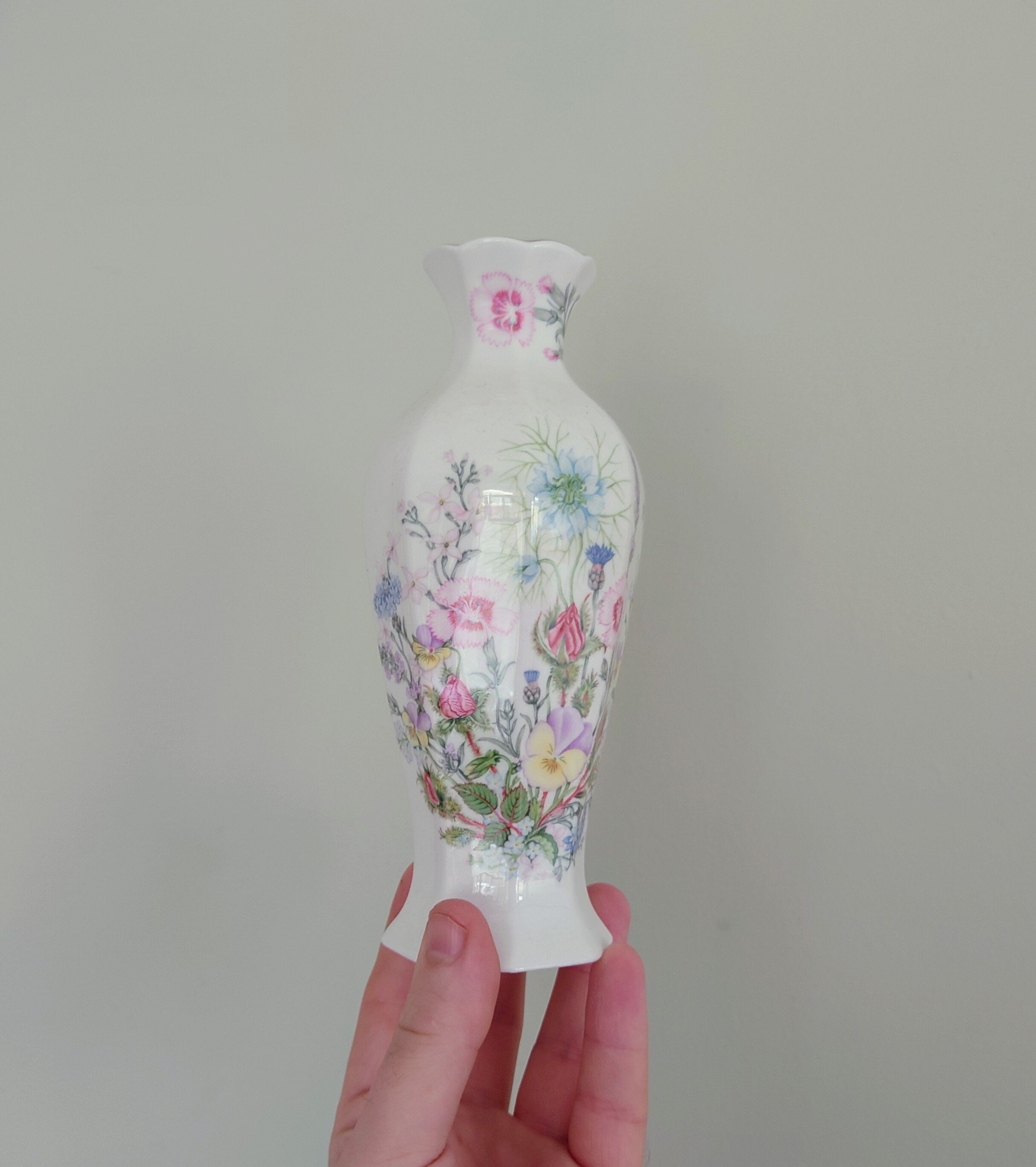 Wild Tudor Aynsley 7" Chatsworth Vase Porcelain Made in England Wild Tudor Pattern Collectable Vintage Fine Porcelain Ceramic Floral Vase