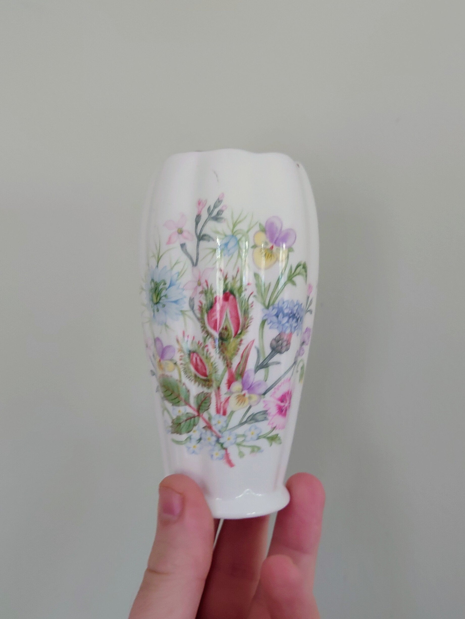 Wild Tudor Aynsley 6" Deco Vase Porcelain Made in England Wild Tudor Pattern Collectable Vintage Fine Porcelain Ceramic Floral Vase