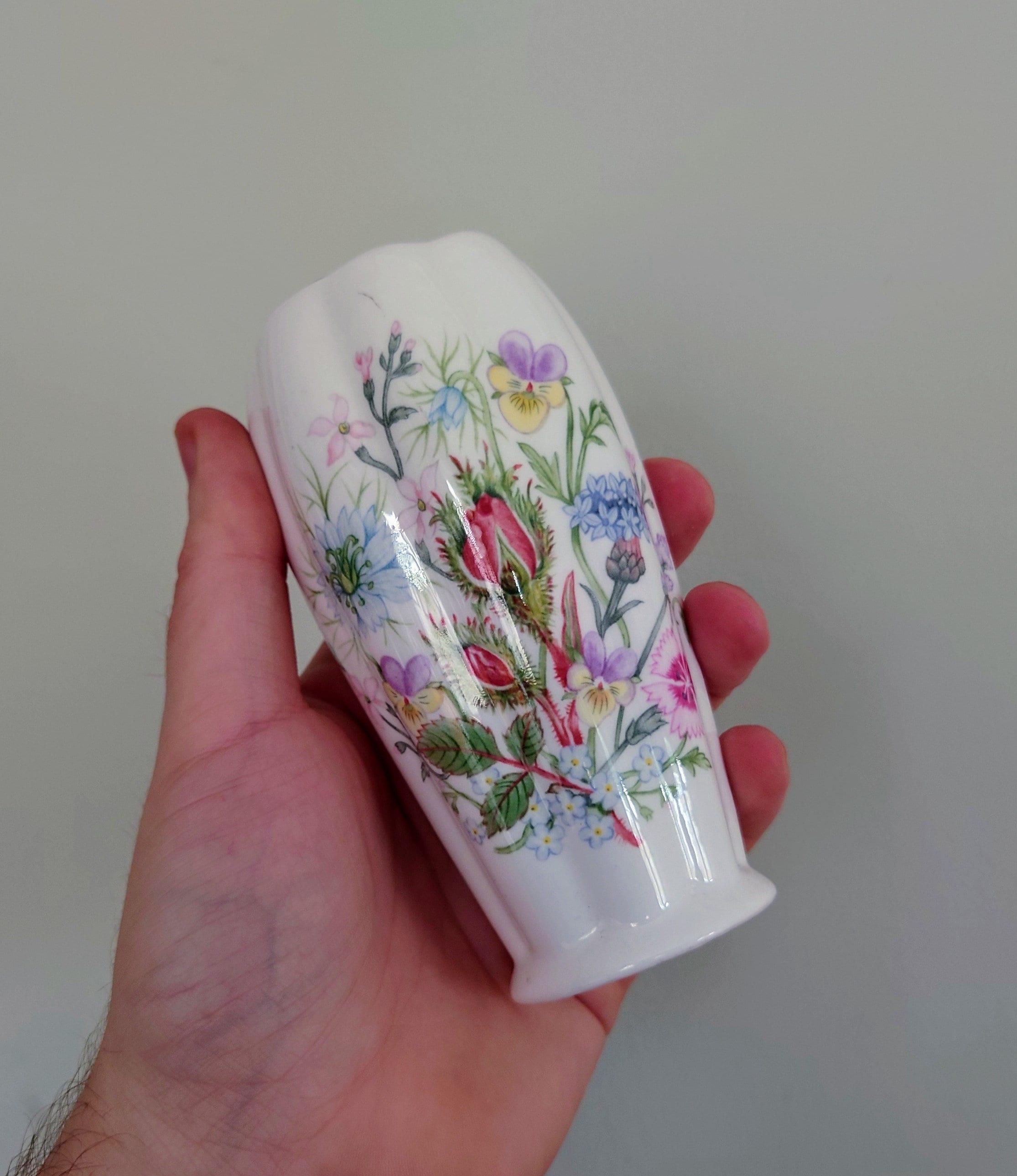 Wild Tudor Aynsley 6" Deco Vase Porcelain Made in England Wild Tudor Pattern Collectable Vintage Fine Porcelain Ceramic Floral Vase