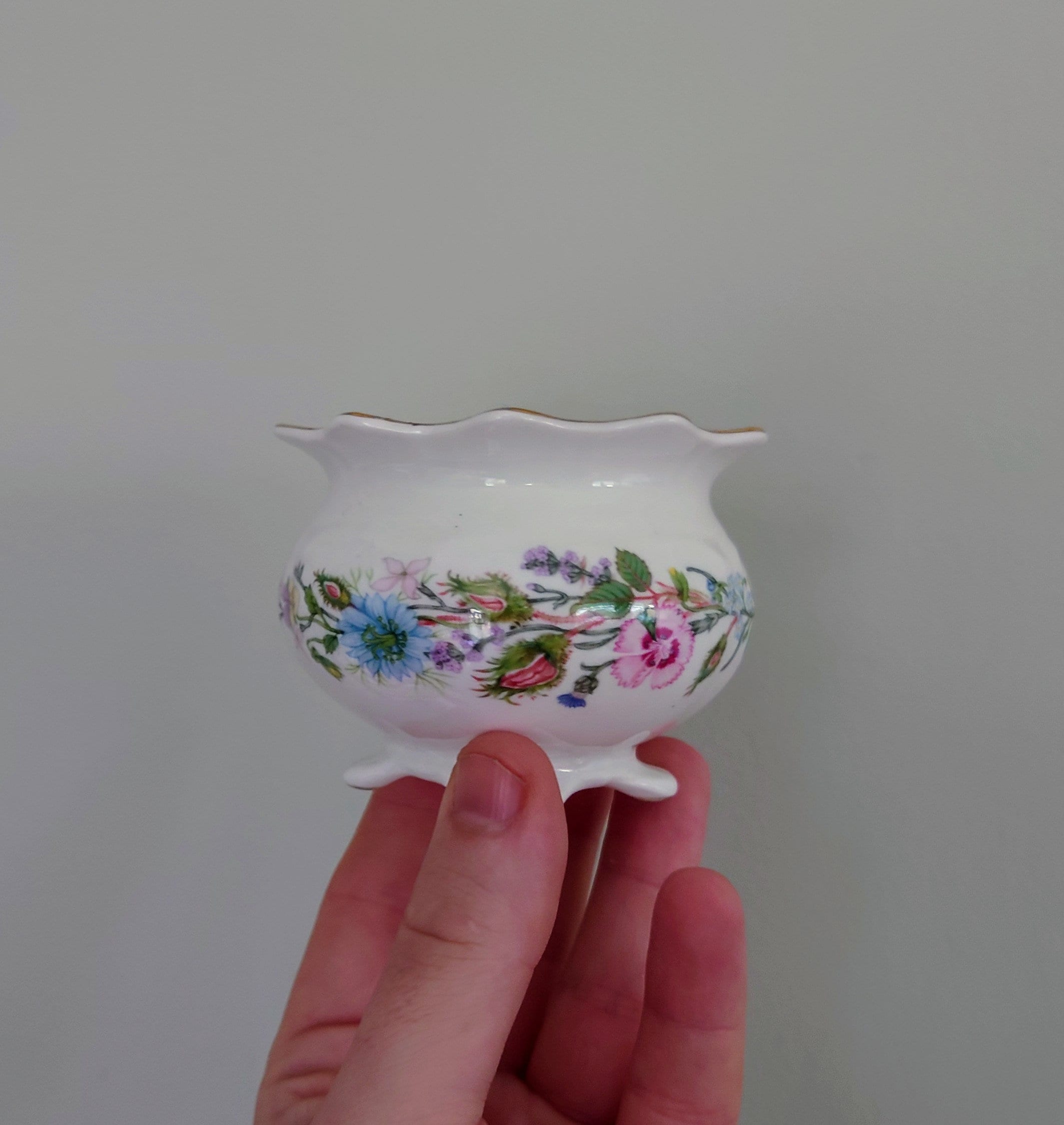 Aynsley Mini Open Sugar Bowl Wild Tudor Fine Bone China Porcelain Made in England Wild Tudor Pattern Collectable Vintage