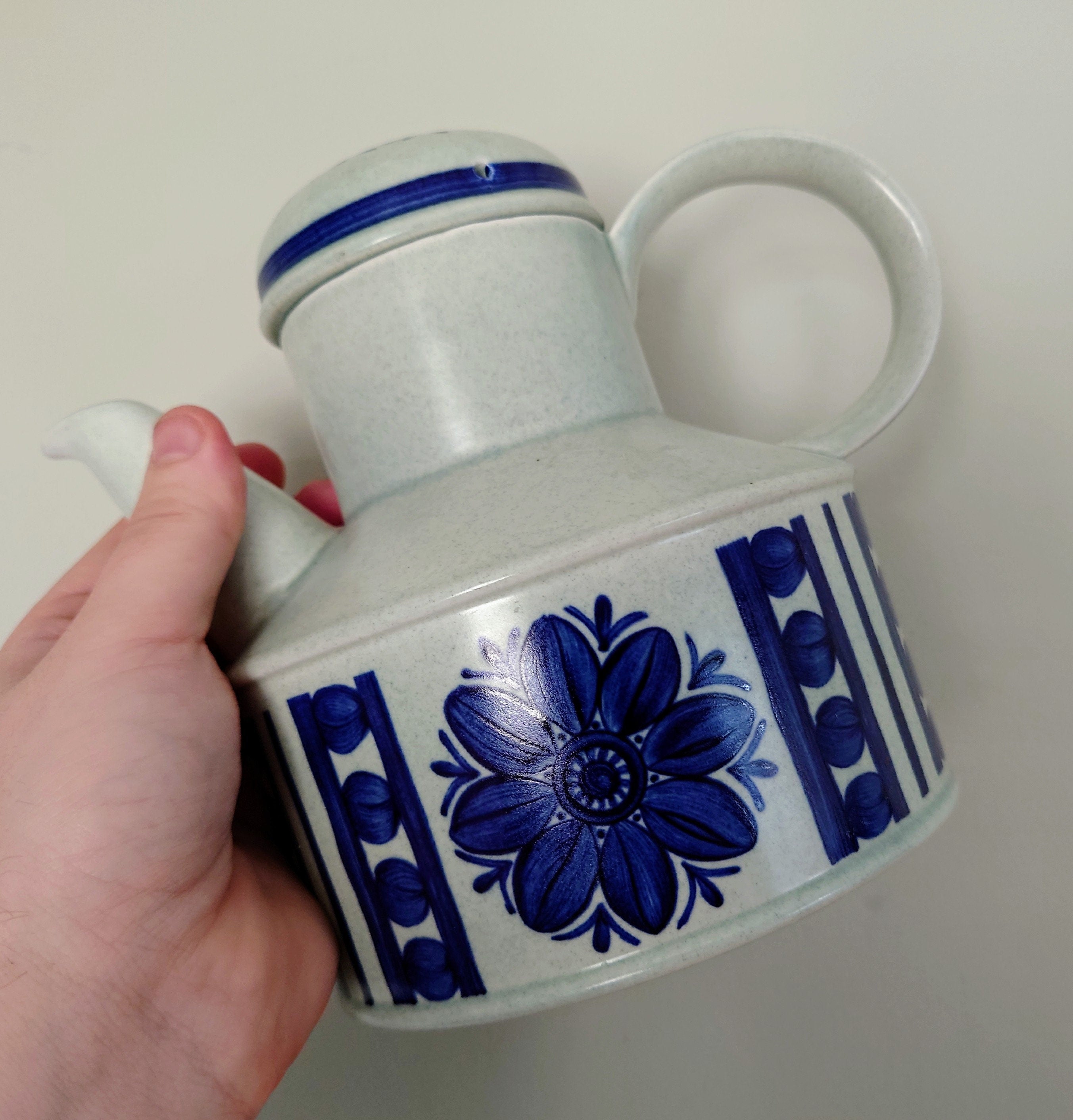 Vintage Coffee Pot Blue and Grey pottery blue Coffee Pot Made in England Retro 70S Mid Century Afternoon Tea Staffordshire
