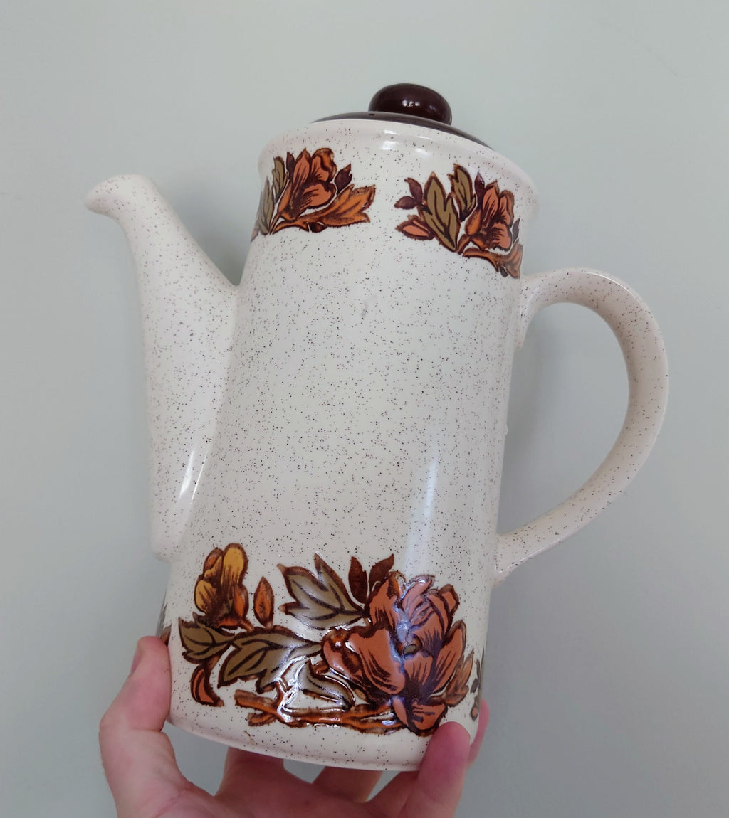 Vintage Teapot Retro Brown 1970's Ceramic Coffeepot Brown 1970's Retro Earthenware