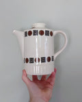 Vintage Teapot Retro Cream and Brown 1970's Ceramic Coffeepot Brown 1970's Retro Earthenware Gold Gilt Handle