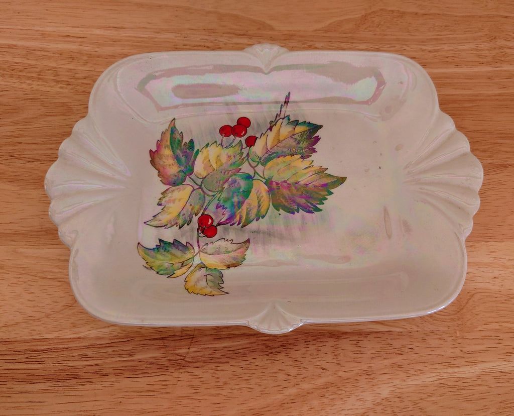 Royal Winton Grimwades Holly Tray Serving Dish Lustre Pottery Earthenware Hand Painted Sandwich Tray