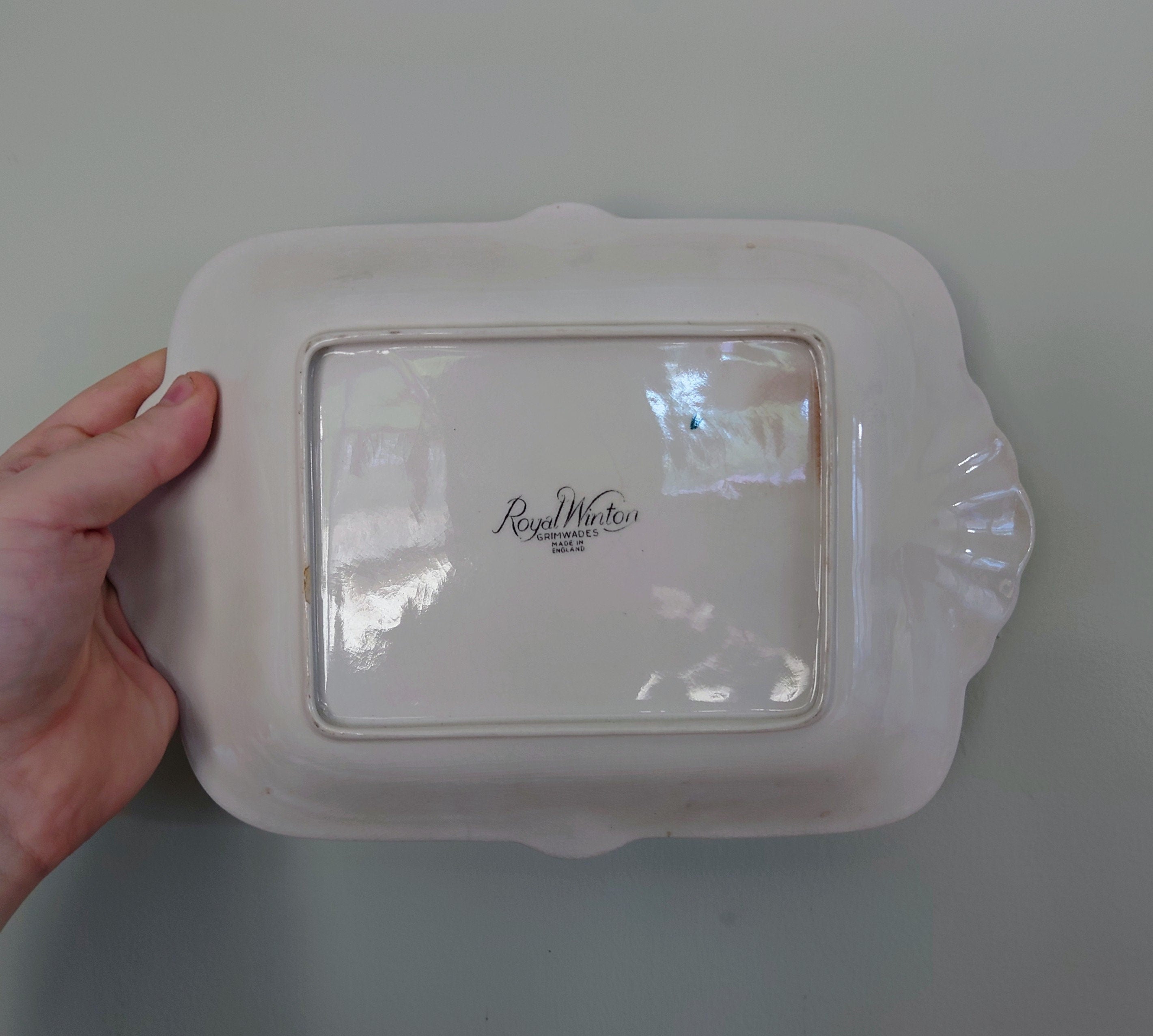 Royal Winton Grimwades Holly Tray Serving Dish Lustre Pottery Earthenware Hand Painted Sandwich Tray