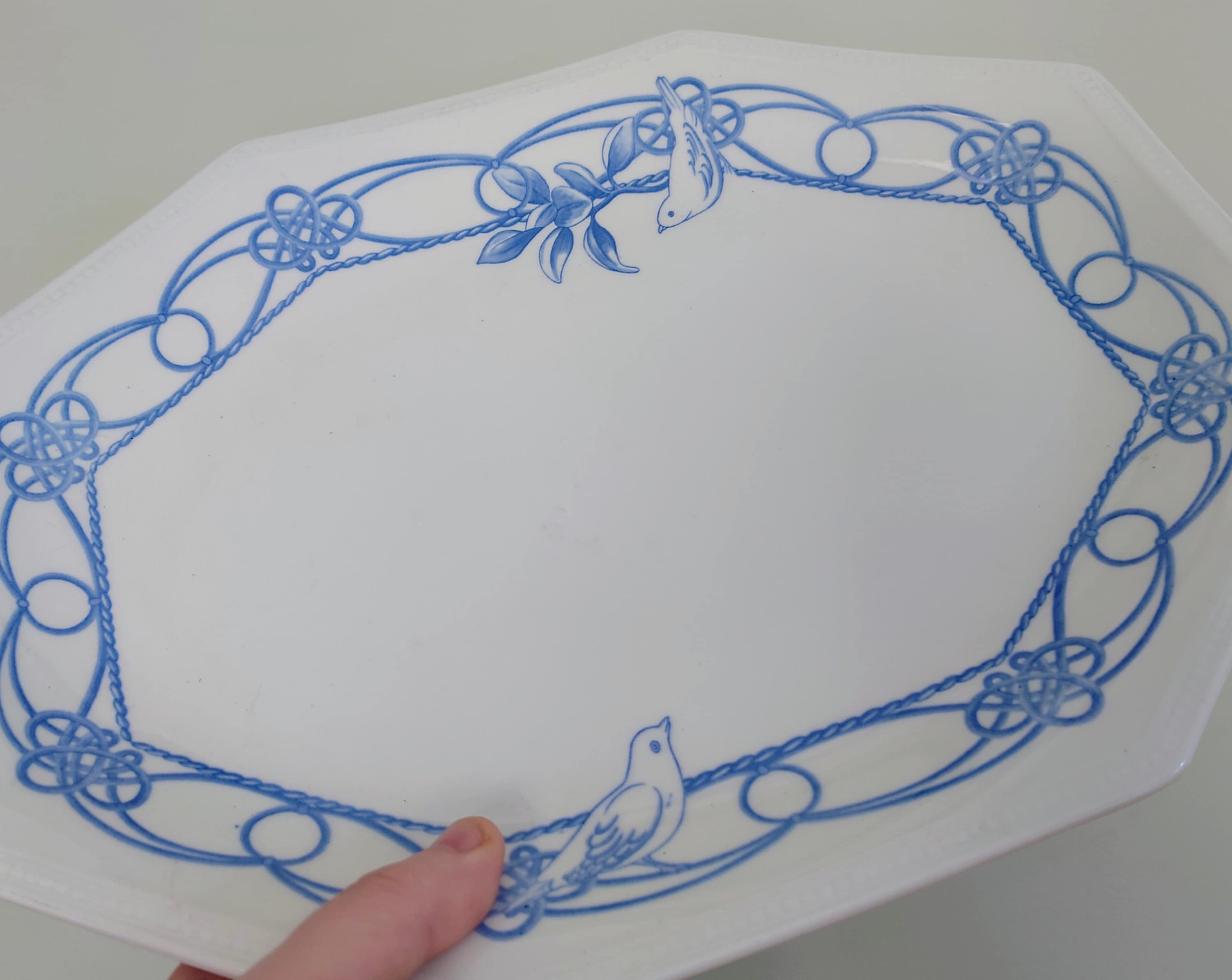 Vintage Dove Meat Plate Earthenware Ceramic Johnson Brothers Meat Plate Blue Dove Decoration Ceramic Tray/Dish Vintage Meat  Tray Large