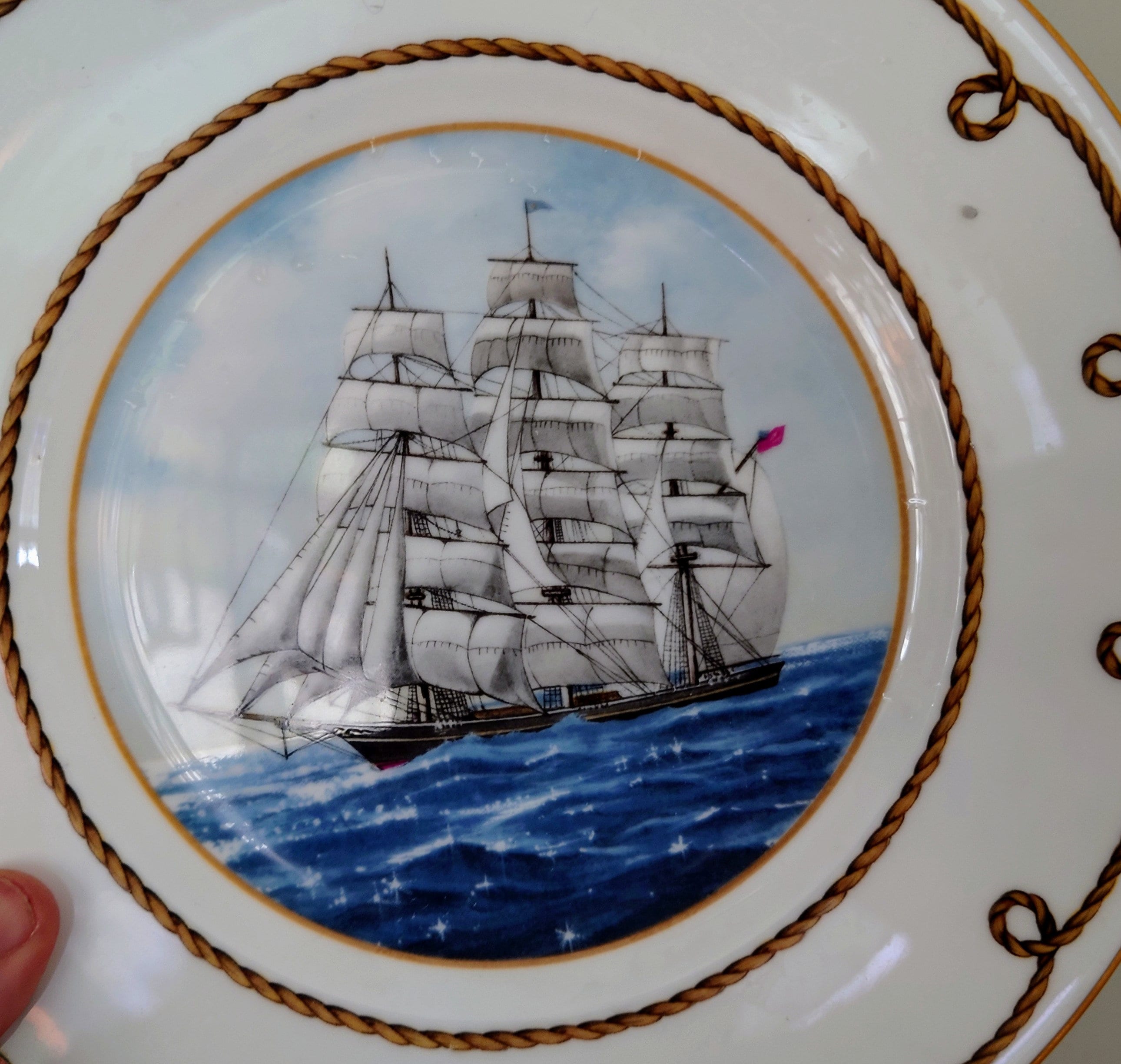 Vintage Wall Plate 'Sailing Ships Scene' Ceramic Plate Fine Bone China Porcelain Coalport Fine Porcelain Decorative Plate