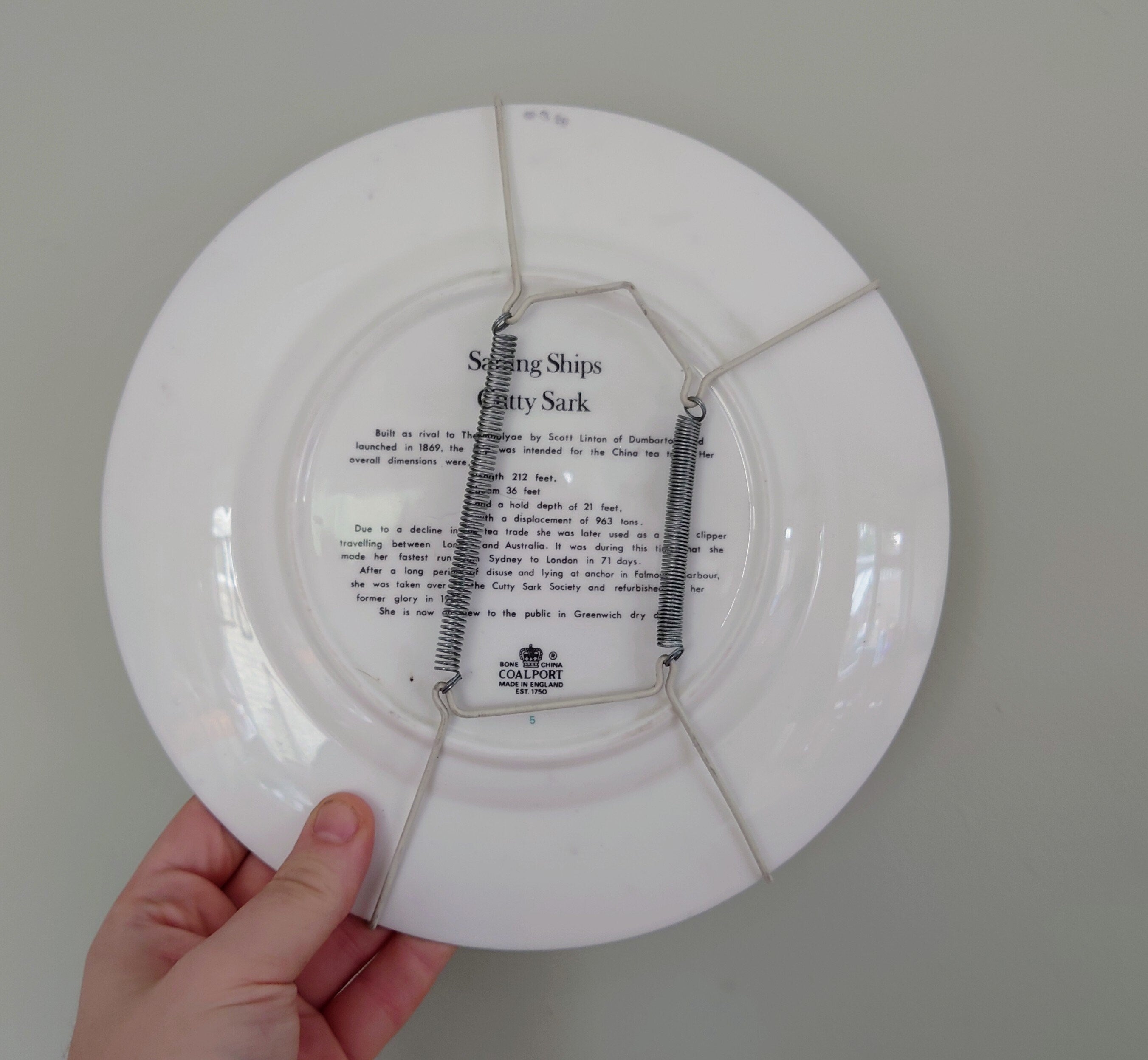 Vintage Wall Plate 'Sailing Ships Scene' Ceramic Plate Fine Bone China Porcelain Coalport Fine Porcelain Decorative Plate