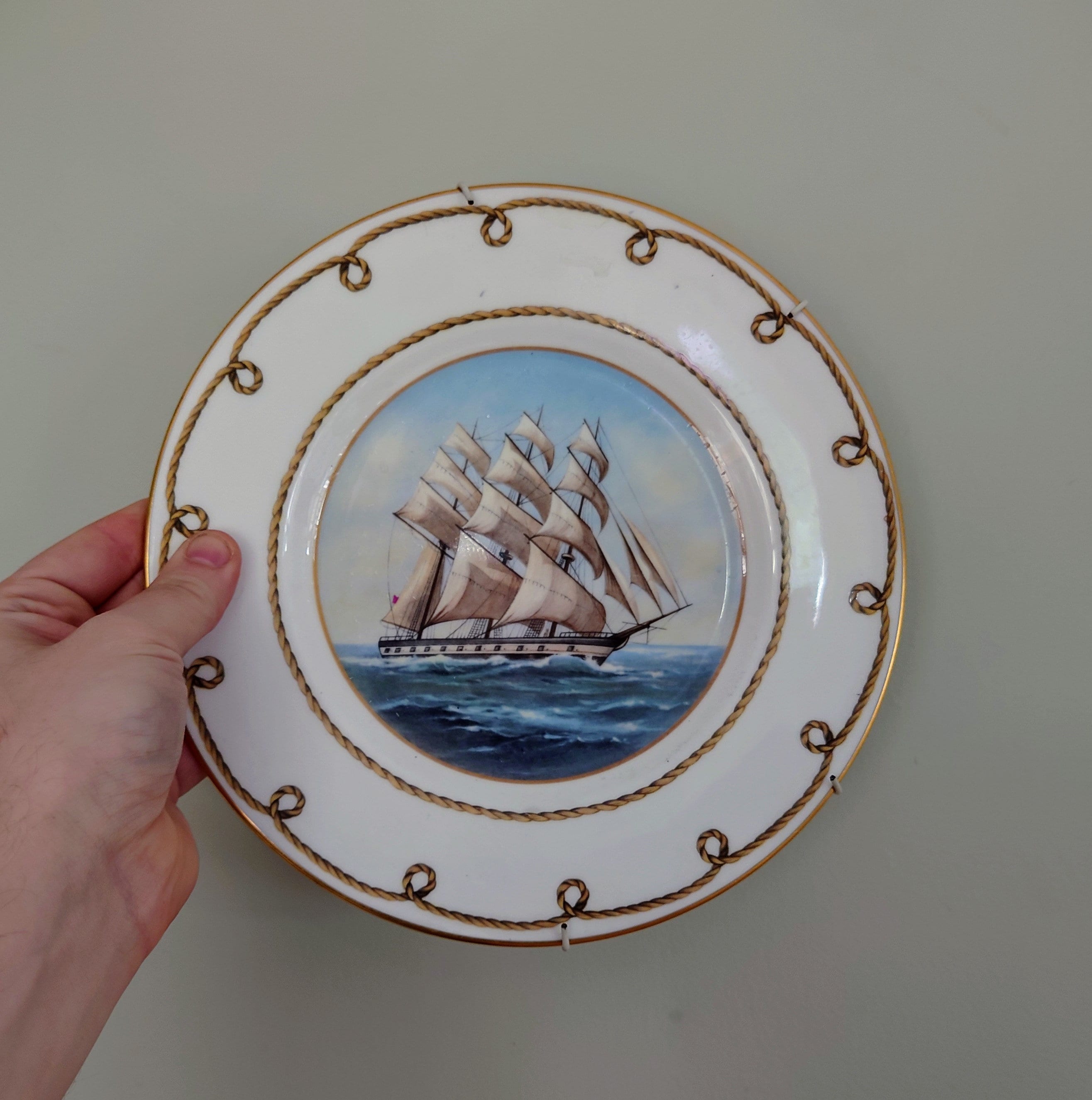 Vintage Wall Plate 'Sailing Ships Scene' Ceramic Plate Fine Bone China Porcelain Coalport Fine Porcelain Decorative Plate