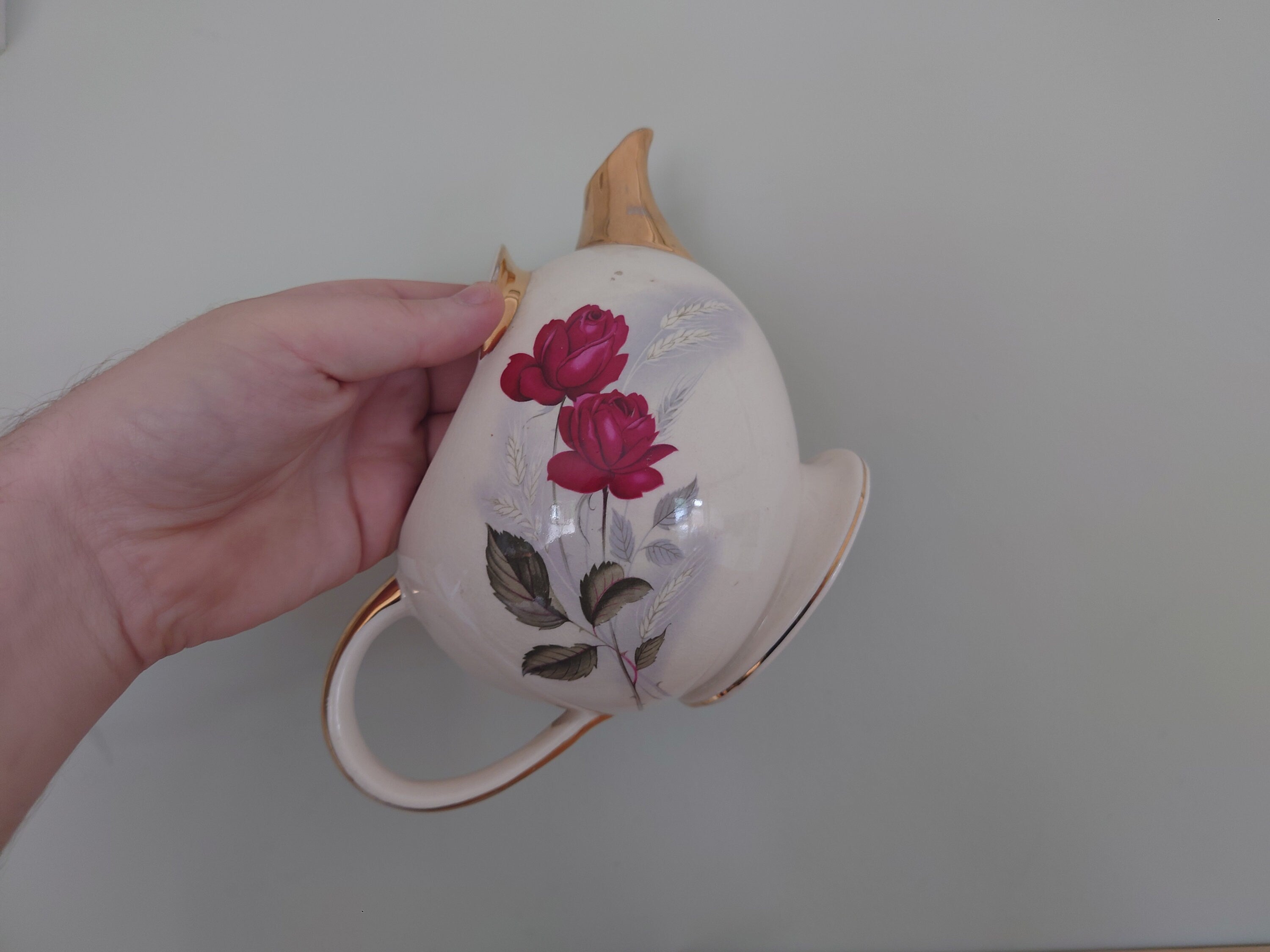 Vintage Ceramic Teapot Floral Gold Gilt Afternoon Tea Heatmaster England 4 Cups Genuine Made in England Decorative Novelty Ceramic Teapot
