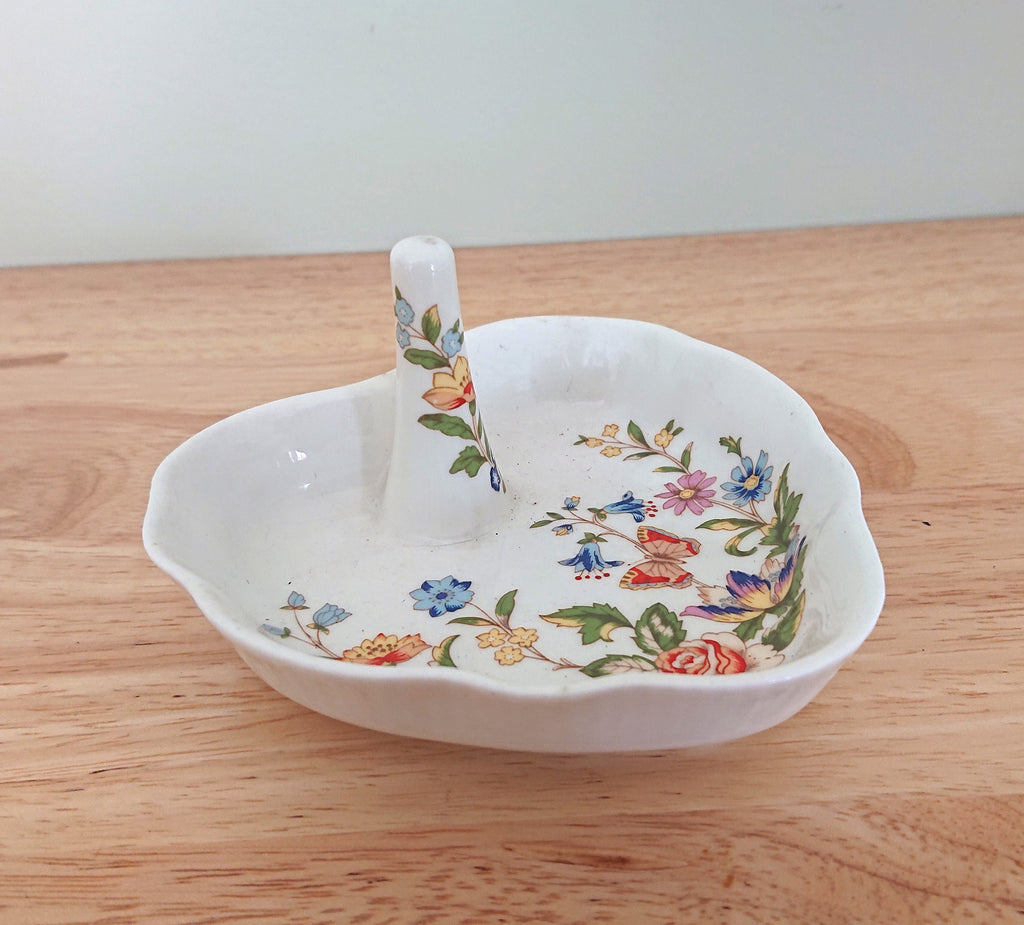 Ring Holder Ring Dish Heart Cottage Garden Aynsley Fine Bone China Porcelain Made in England Cottage Garden Pattern Collectable Gift Vintage