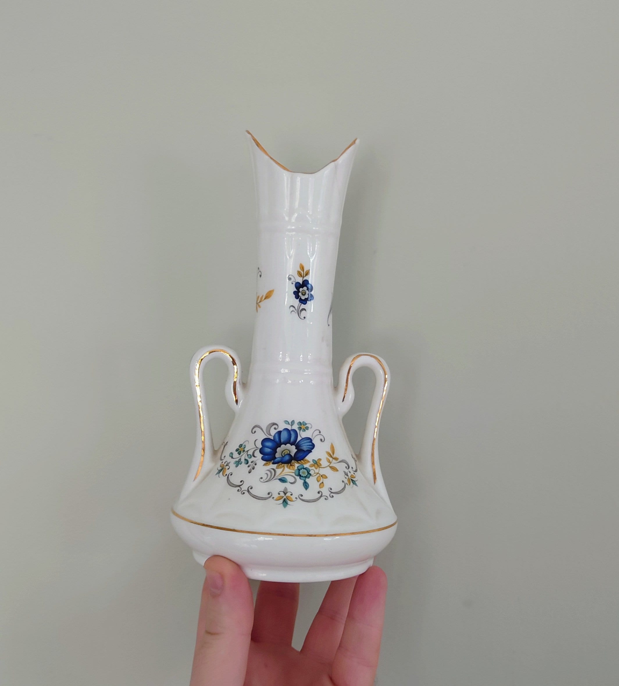 Royal Tara Grecian Urn Vase Porcelain Made in Ireland Gold Stamp Fine Bone China Vase Floral Gold Gilt  Decorative Made in England