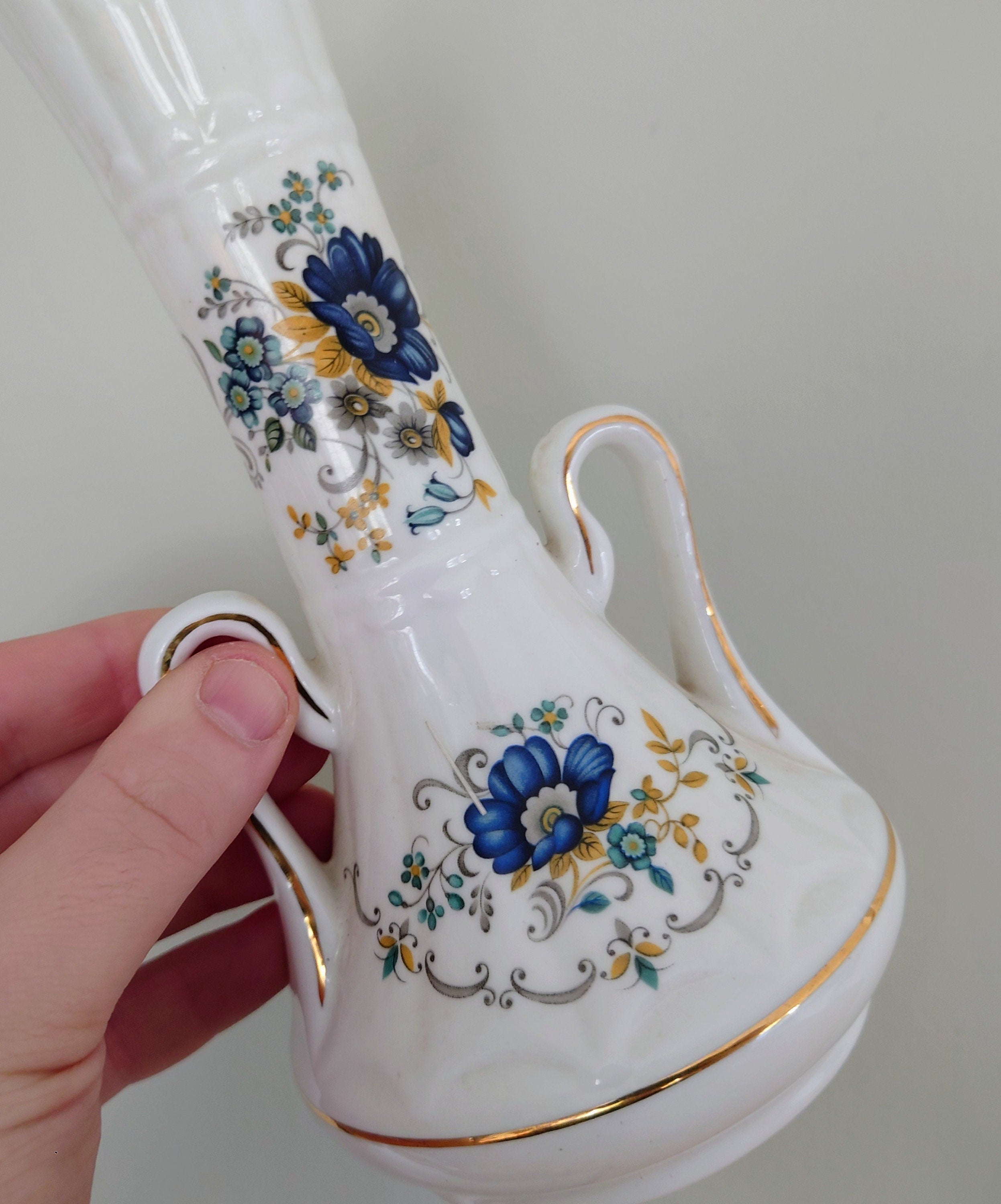 Royal Tara Grecian Urn Vase Porcelain Made in Ireland Gold Stamp Fine Bone China Vase Floral Gold Gilt  Decorative Made in England
