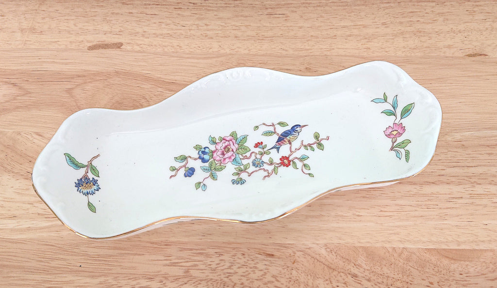 Aynsley Gondola Tray Dish Pembroke (Gold Trim) Fine Bone China Porcelain Made in England Pembroke Pattern Collectable Gift Vintage
