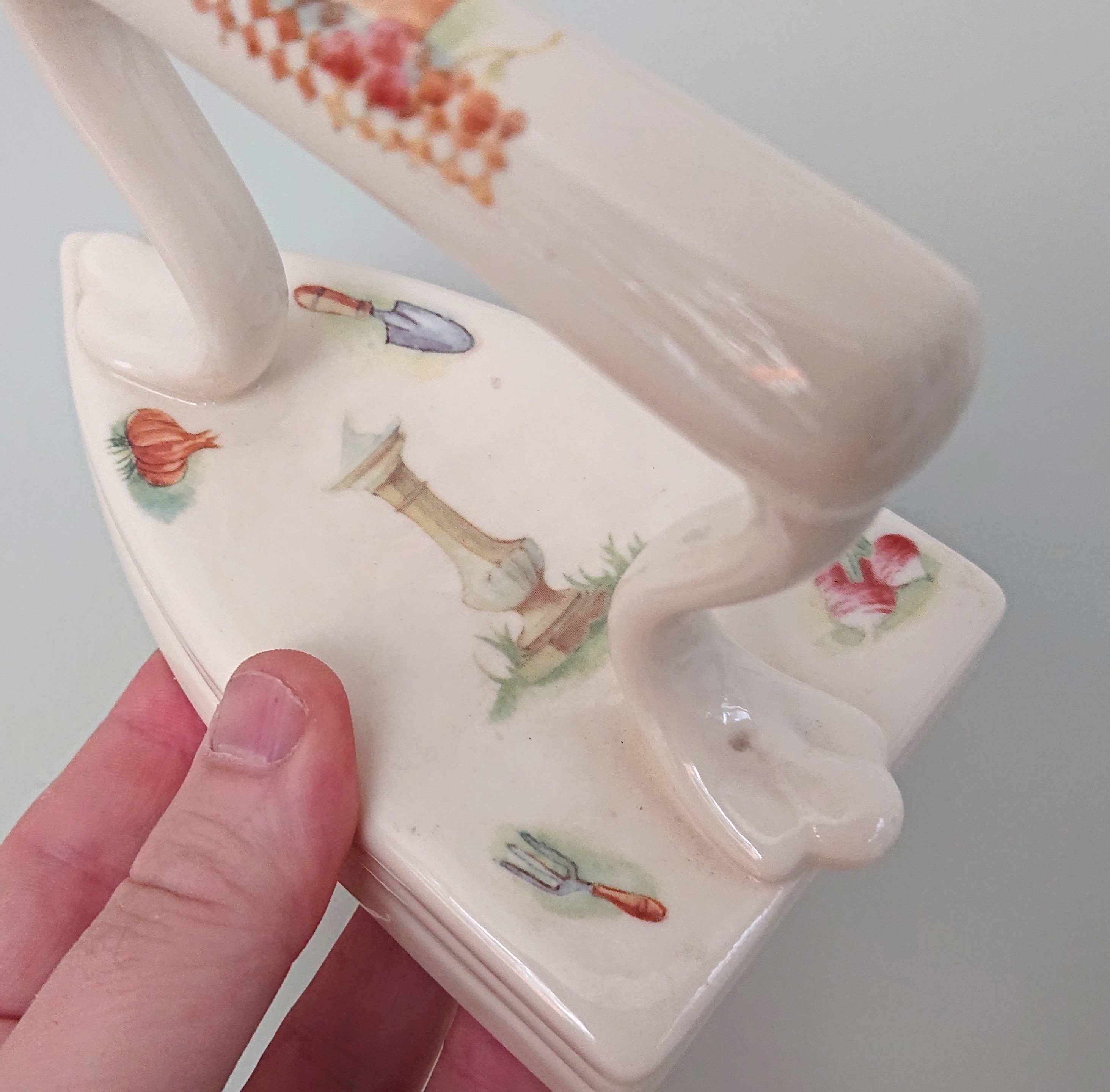 Aynsley Ceramic Flat Iron Edwardian Kitchen Garden Fine Bone China Porcelain Made in England Pattern Collectable Gift Vintage