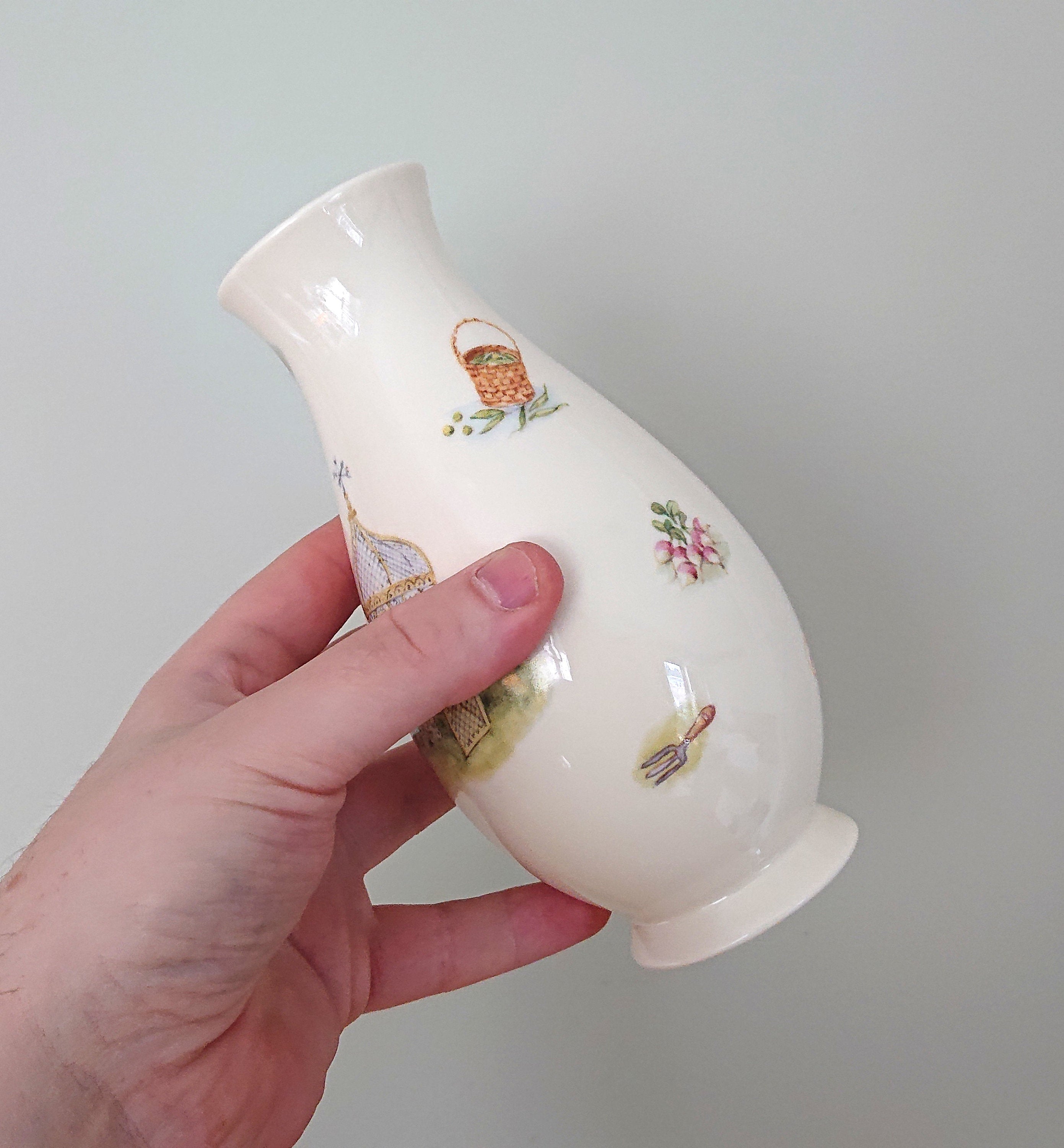 Aynsley  Vase Edwardian Kitchen Garden Fine Bone China Porcelain Made in England Pattern Collectable Gift Vintage Flower Vase