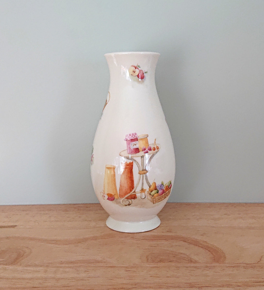 Aynsley  Vase Edwardian Kitchen Garden Fine Bone China Porcelain Made in England Pattern Collectable Gift Vintage Flower Vase