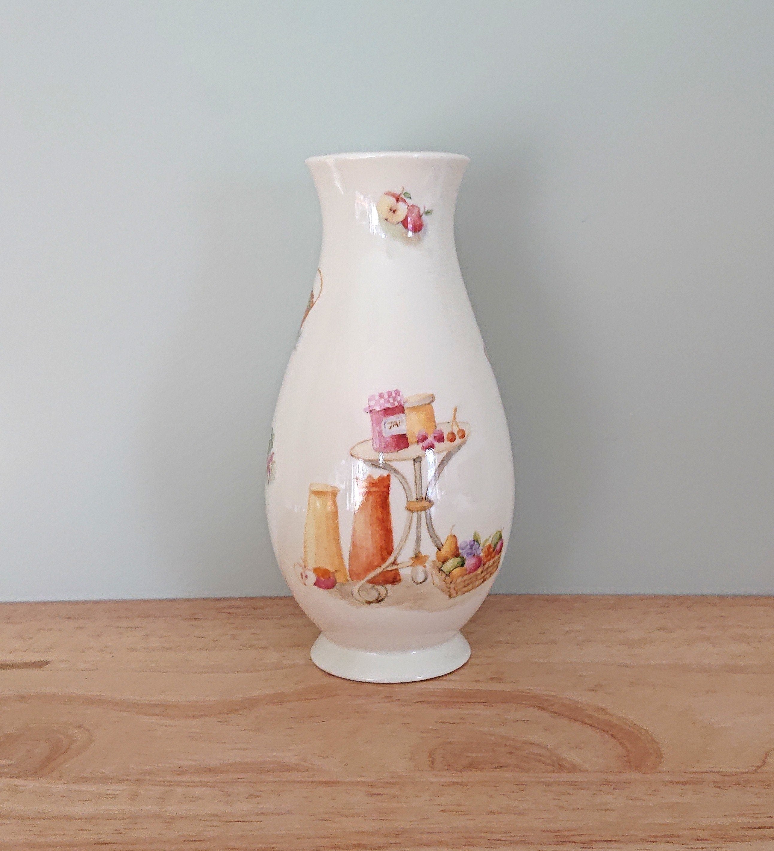 Aynsley  Vase Edwardian Kitchen Garden Fine Bone China Porcelain Made in England Pattern Collectable Gift Vintage Flower Vase