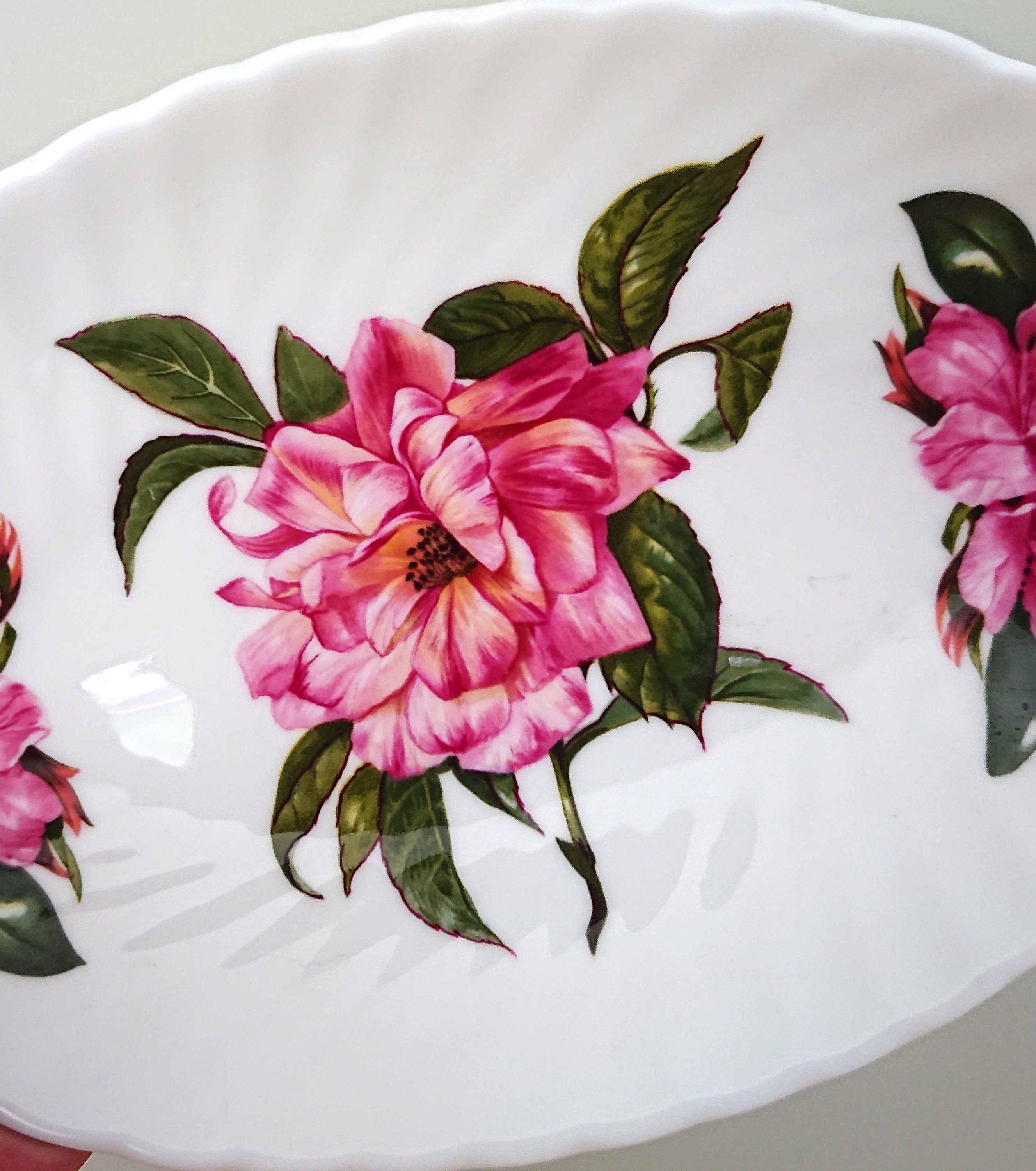 Dish-Fluted/Oval 8" Chelsea Flowers Fine Bone China Porcelain Made in England Chelsea Flowers Pattern Collectable  Vintage sandwich tray