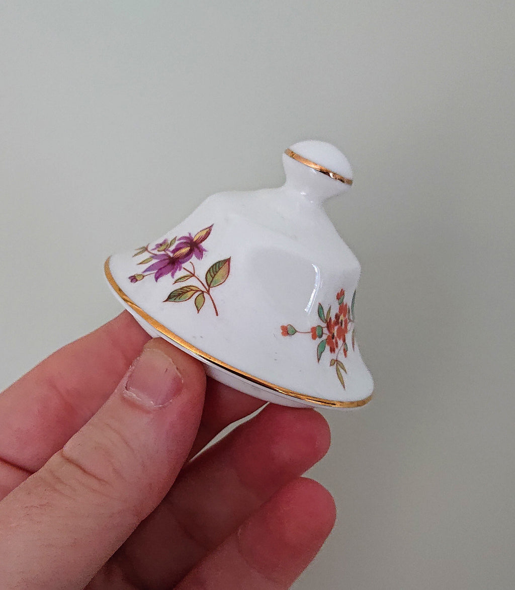 Aynsley Small Spice Jar with Lid Howard Sprays Fine Bone China Porcelain Made in England Howard Sprays Pattern Collectable Vintage