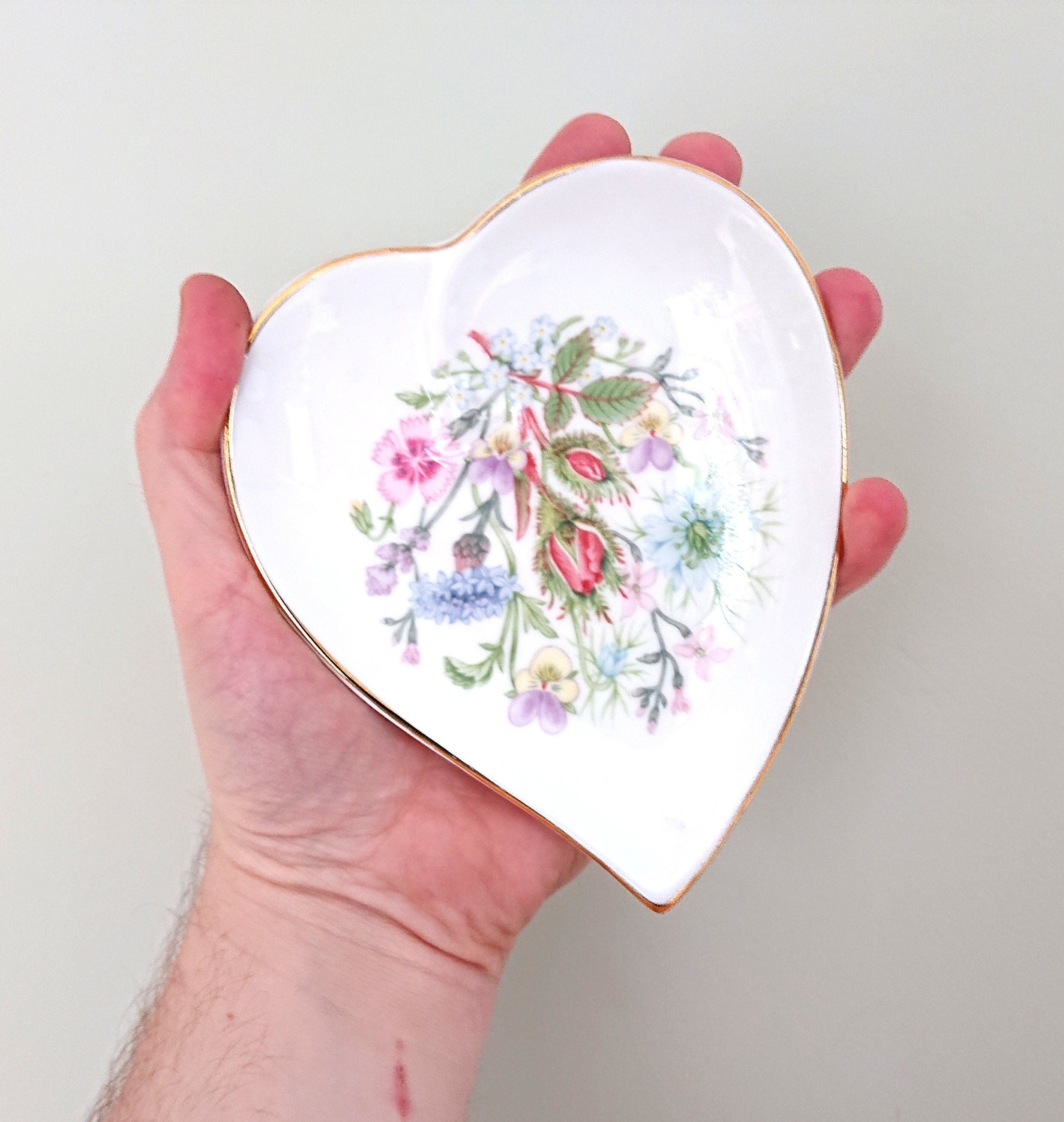 Heart Shaped Dish Wild Tudor Fine Bone China Porcelain Made in England Wild Tudor Pattern Collectable Vintage Dish