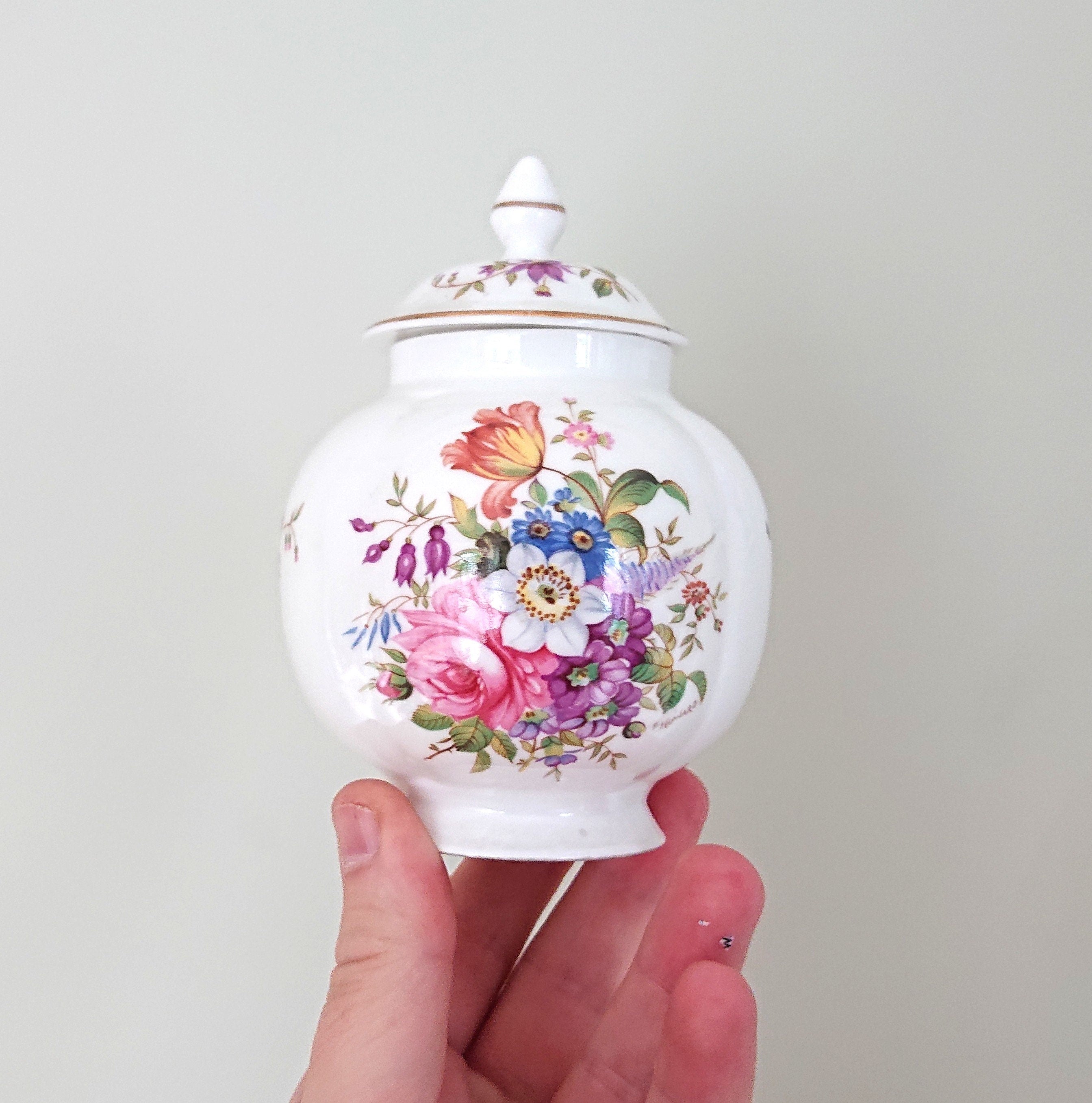 Aynsley Small Spice Jar with Lid Howard Sprays Fine Bone China Porcelain Made in England Howard Sprays Pattern Collectable Vintage