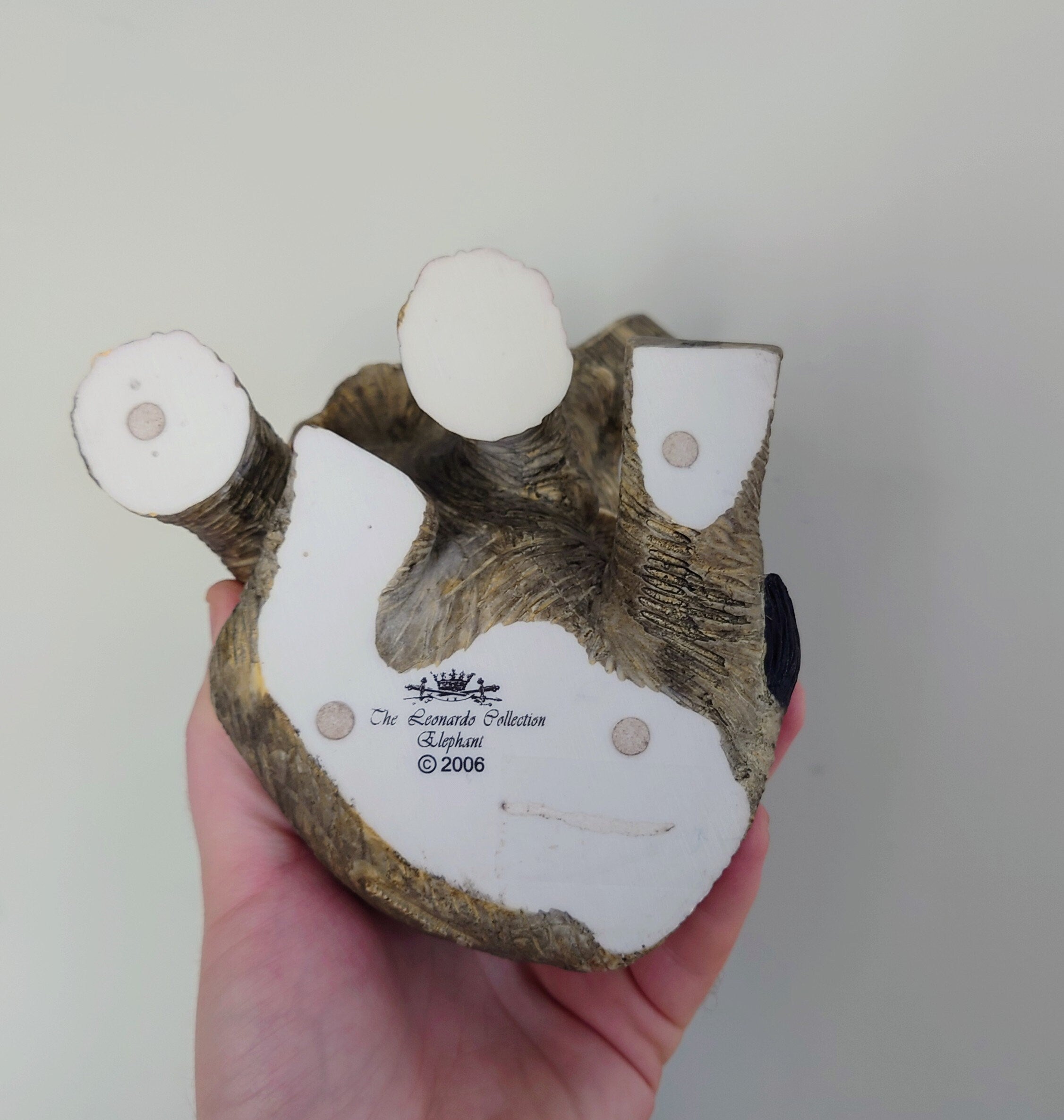 Vintage Large elephant Figurine Large Resin Collectable Animal Kitsch Bone China Mid Century  African Wildlife Trunk Up Good Luck