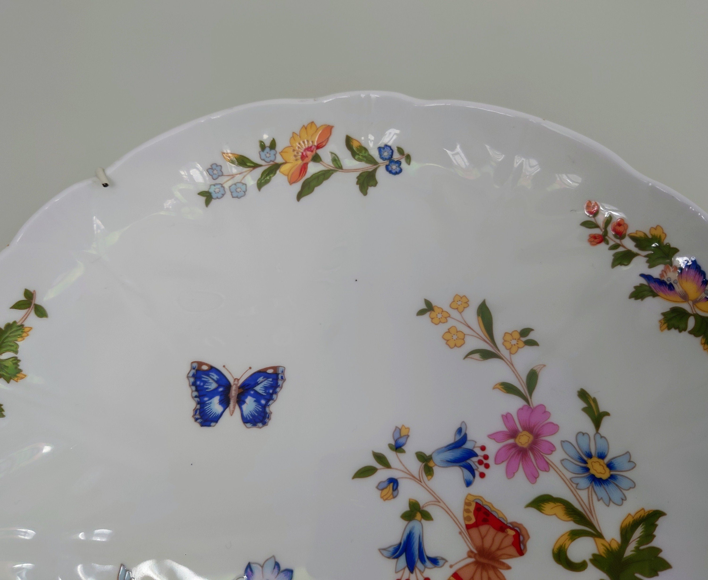 Cake Plate Cottage Garden Fine Bone China Porcelain Made in England Cottage Garden Pattern Collectable Vintage Plate